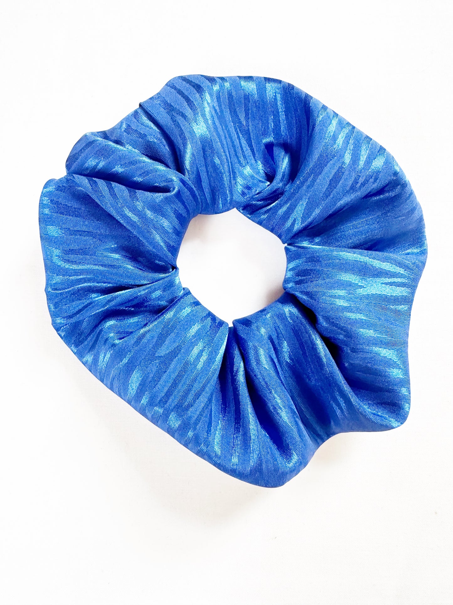 OG scrunchie in electric blue silky zebra