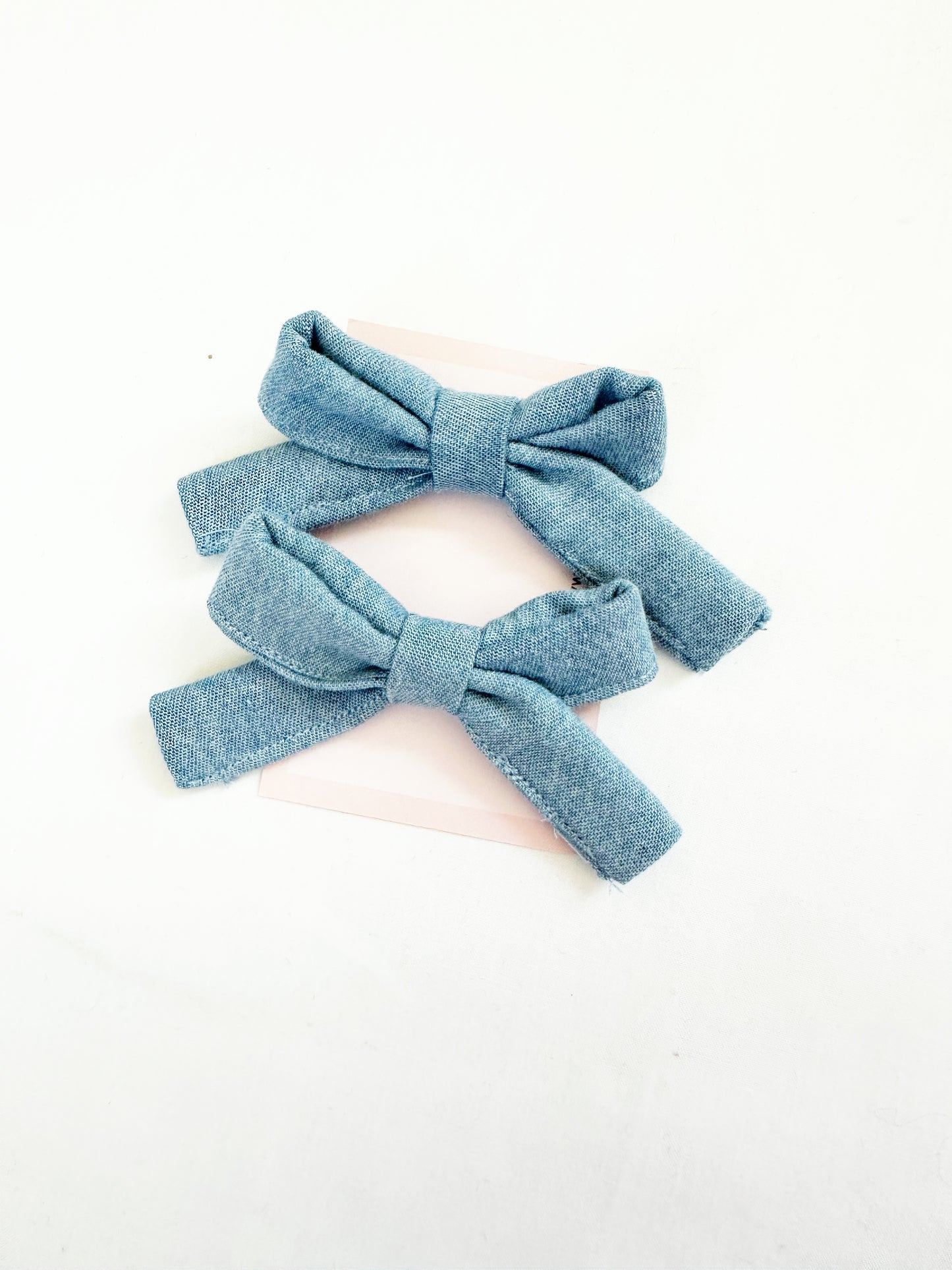 Bonnie mini hair bows in blue denim