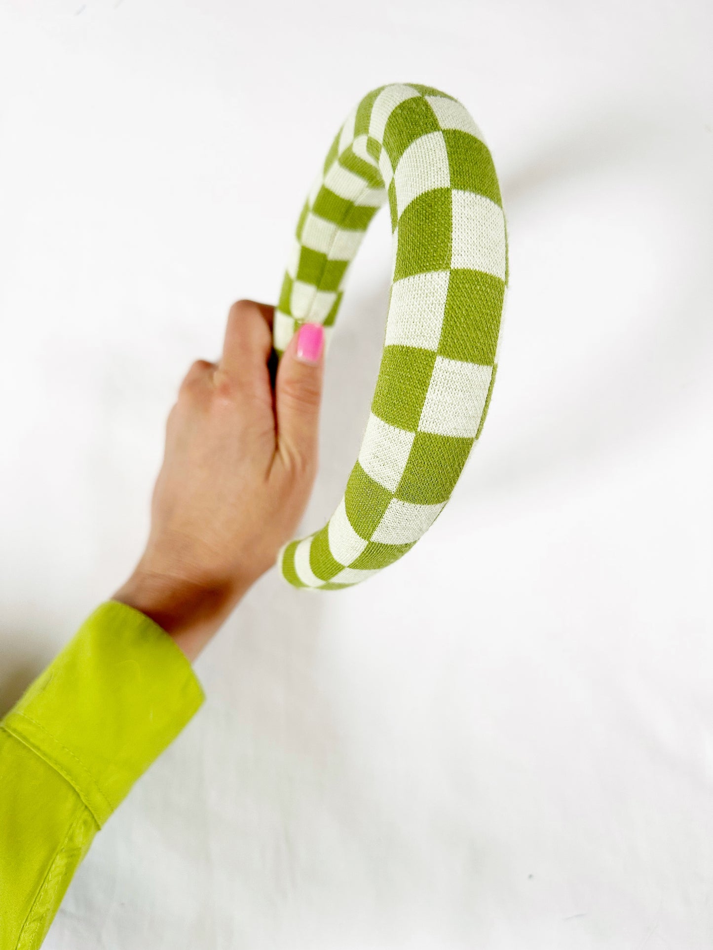 Padded Headband in Green Check