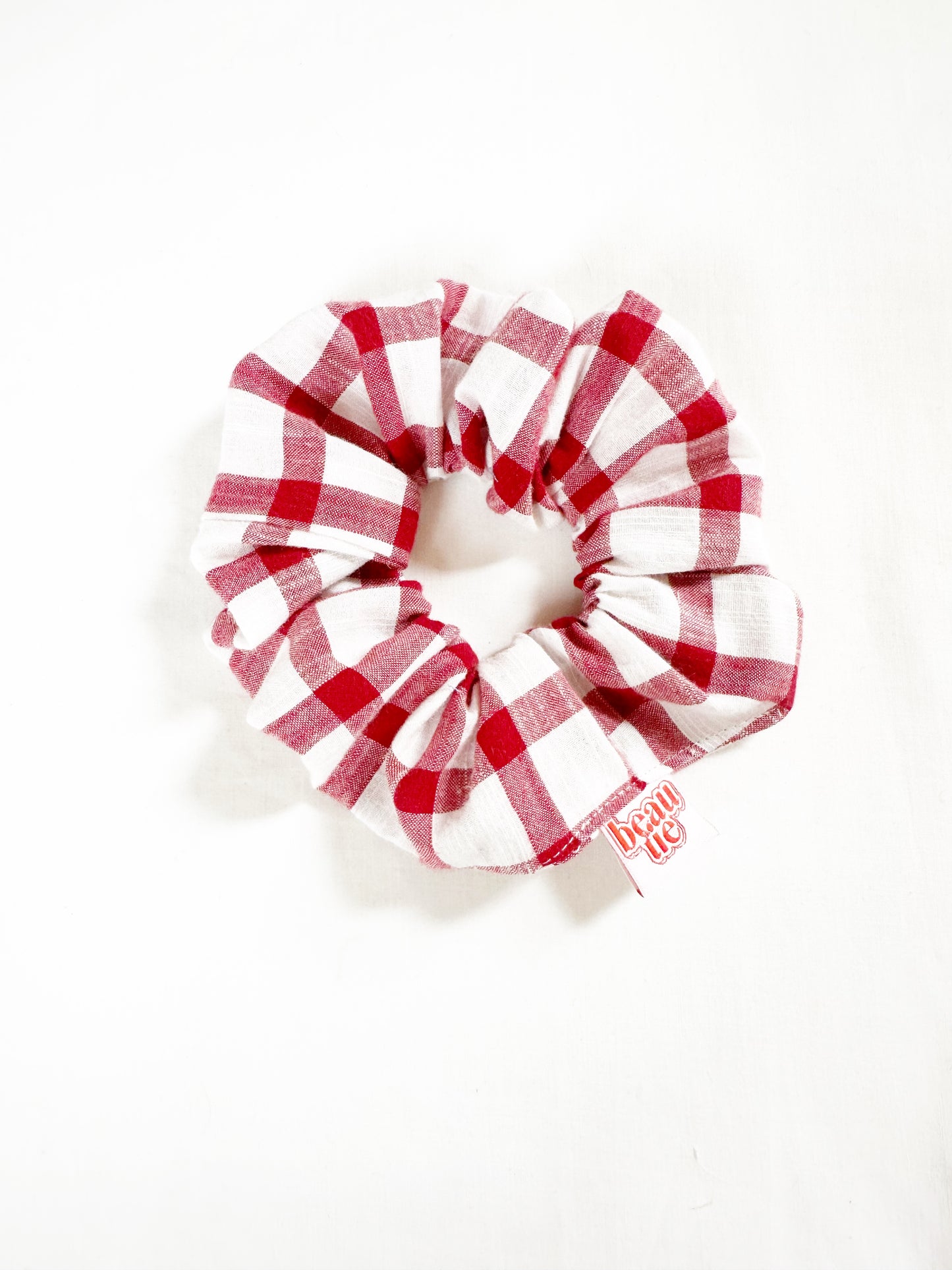 OG scrunchie in red and white check