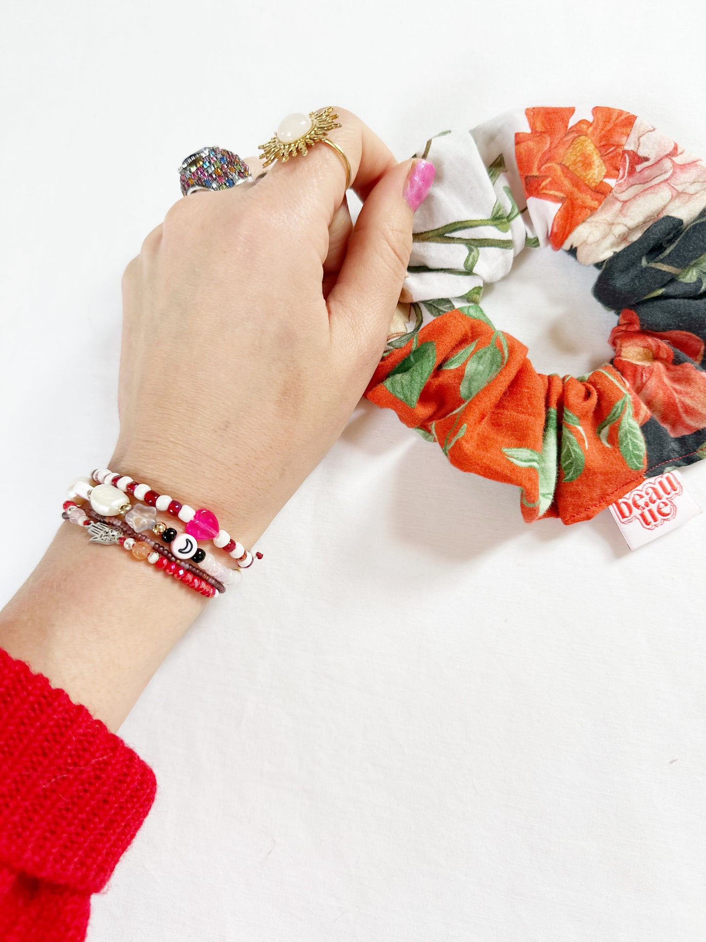 OG scrunchie in floral patchwork