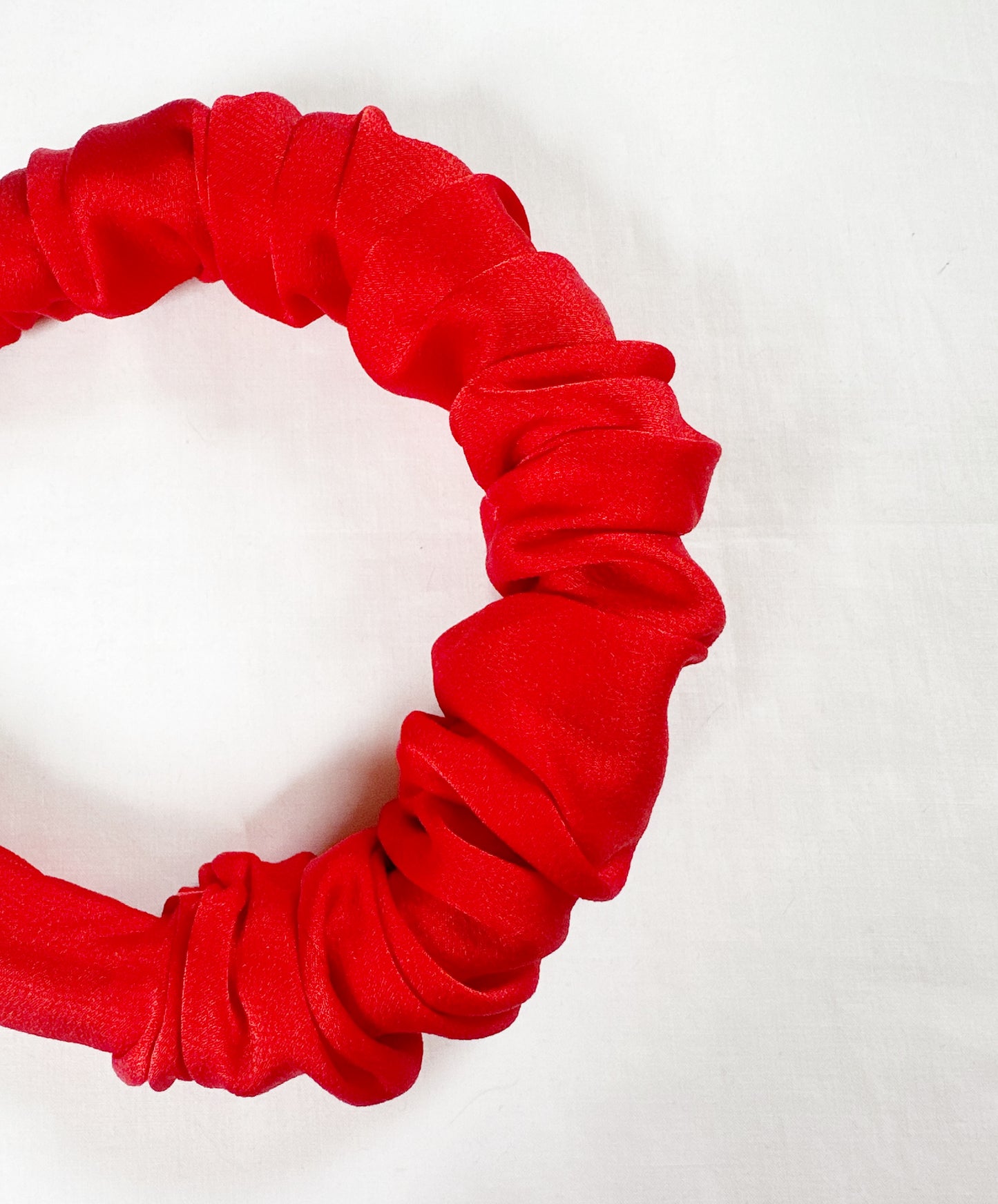 Ruffle Headband in red silk
