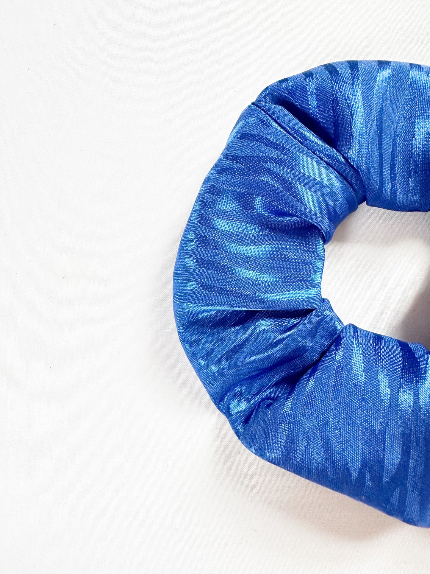 Mini Scrunchie in electric blue zebra silk