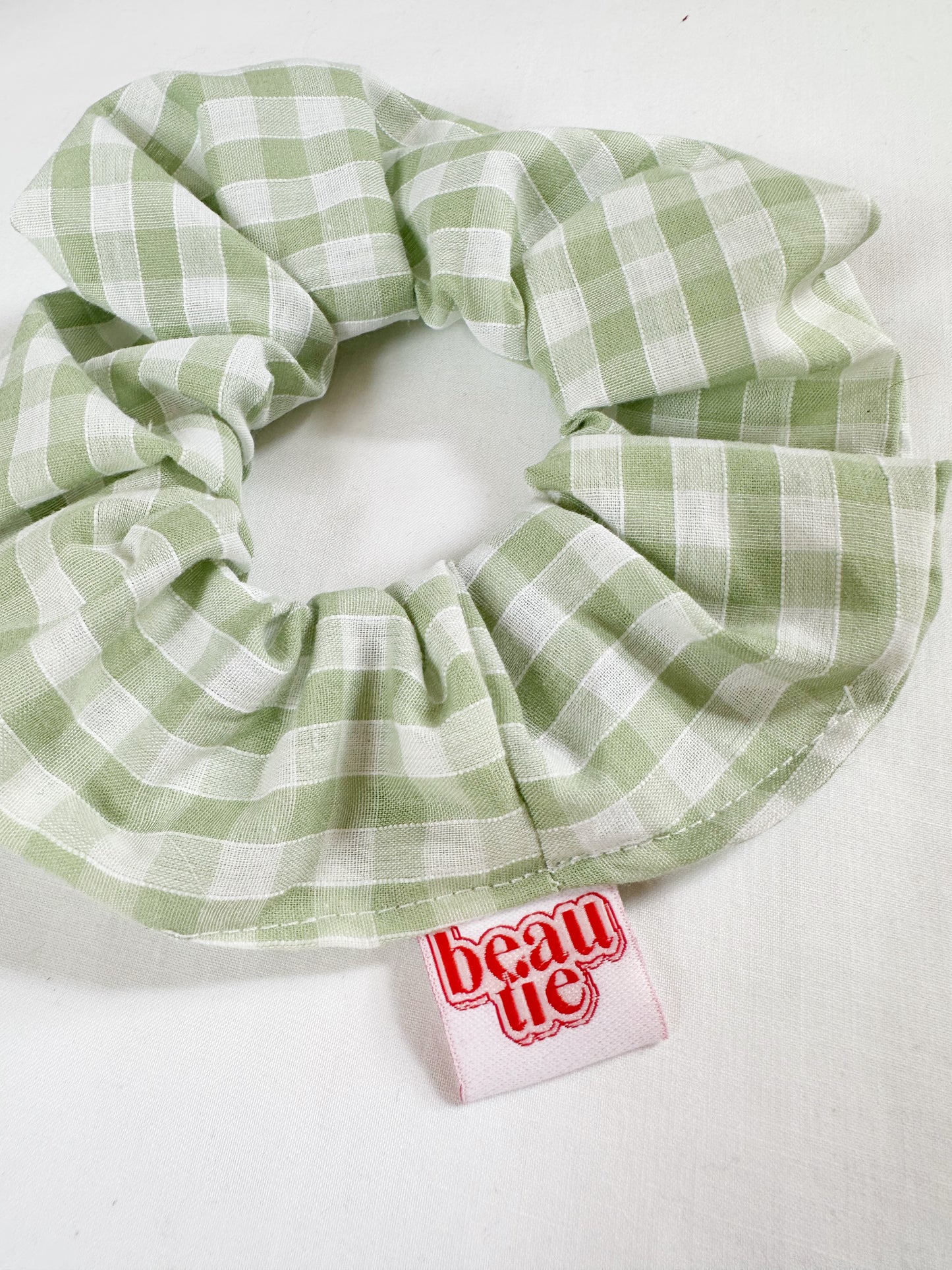 OG scrunchie in green gingham