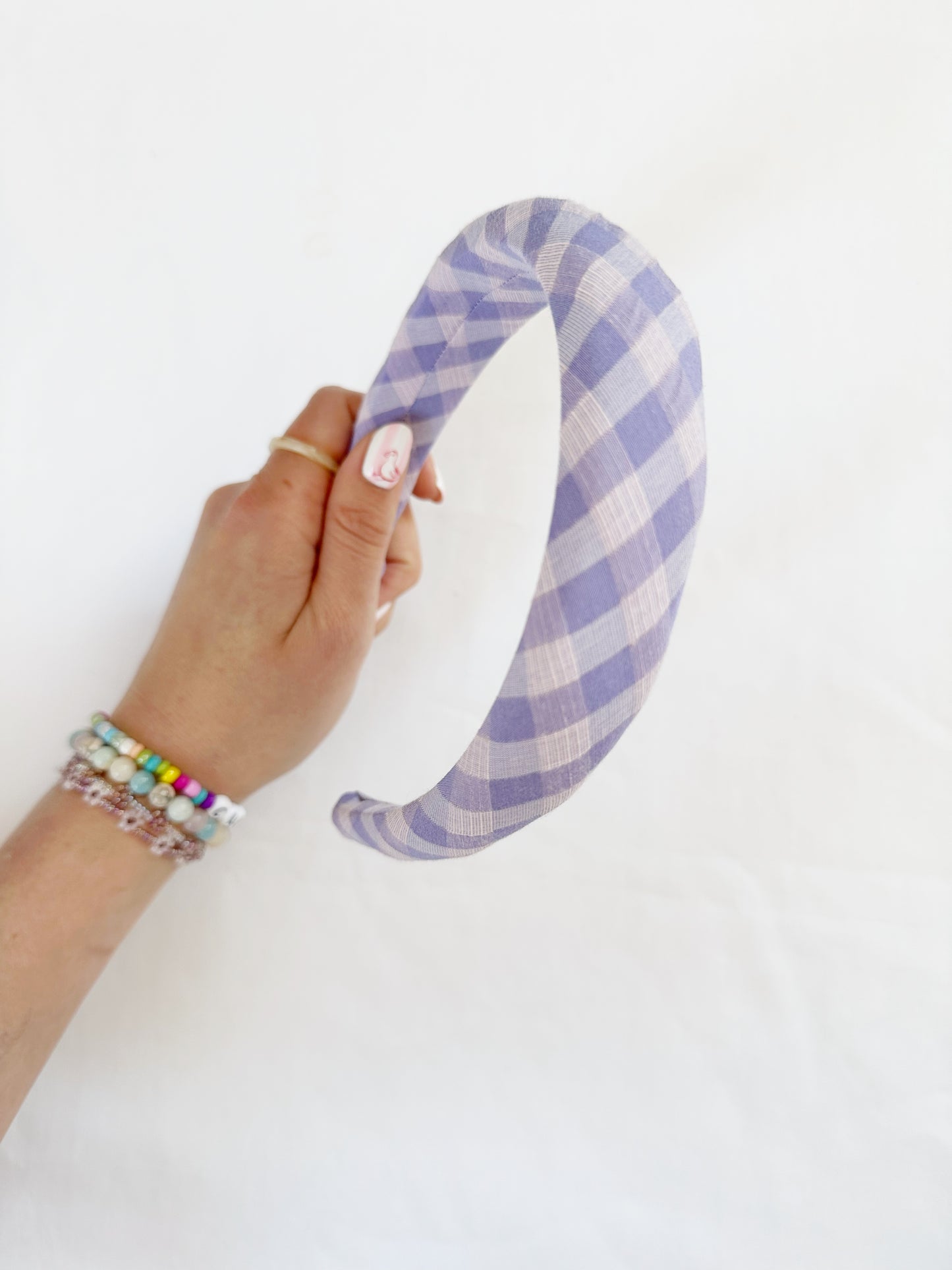 Classic Headband in lilac and pink gingham