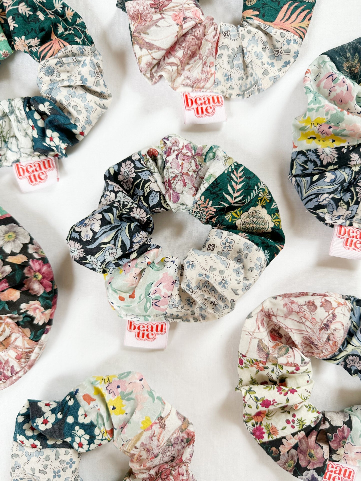Liberty mini patchwork scrunchie in floral prints