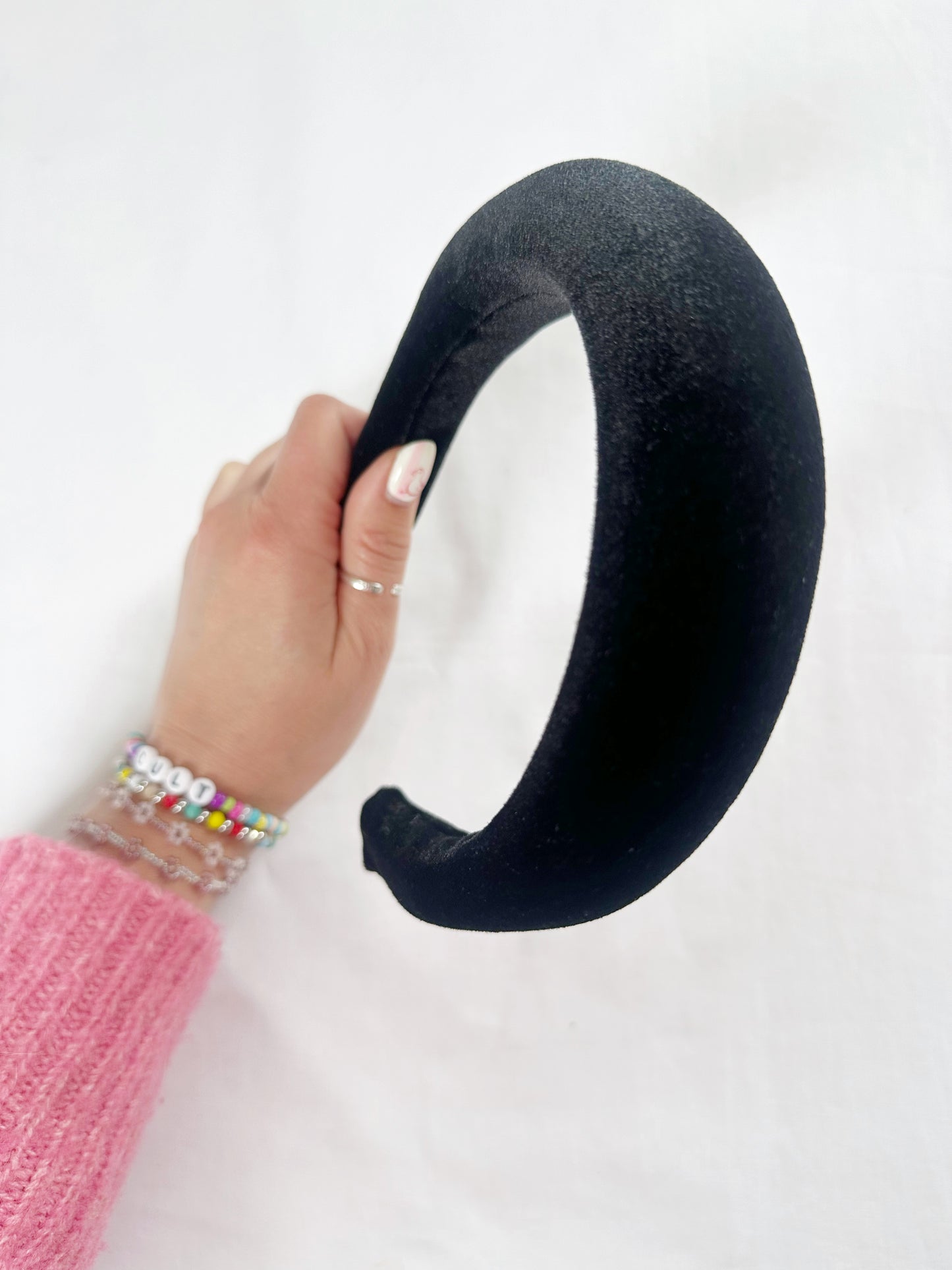 Padded Headband in Black Velvet