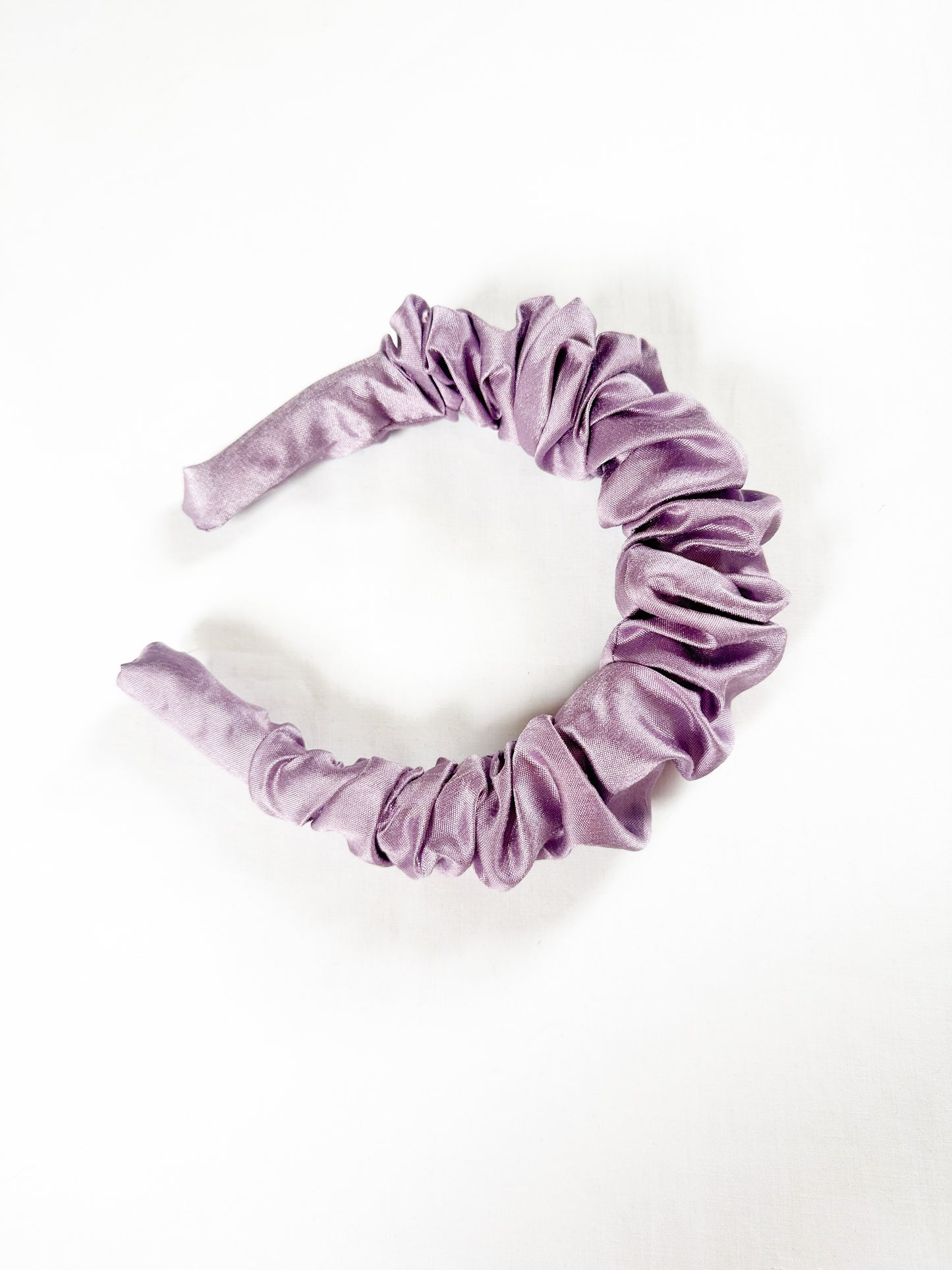 Ruffle Headband in lilac silk