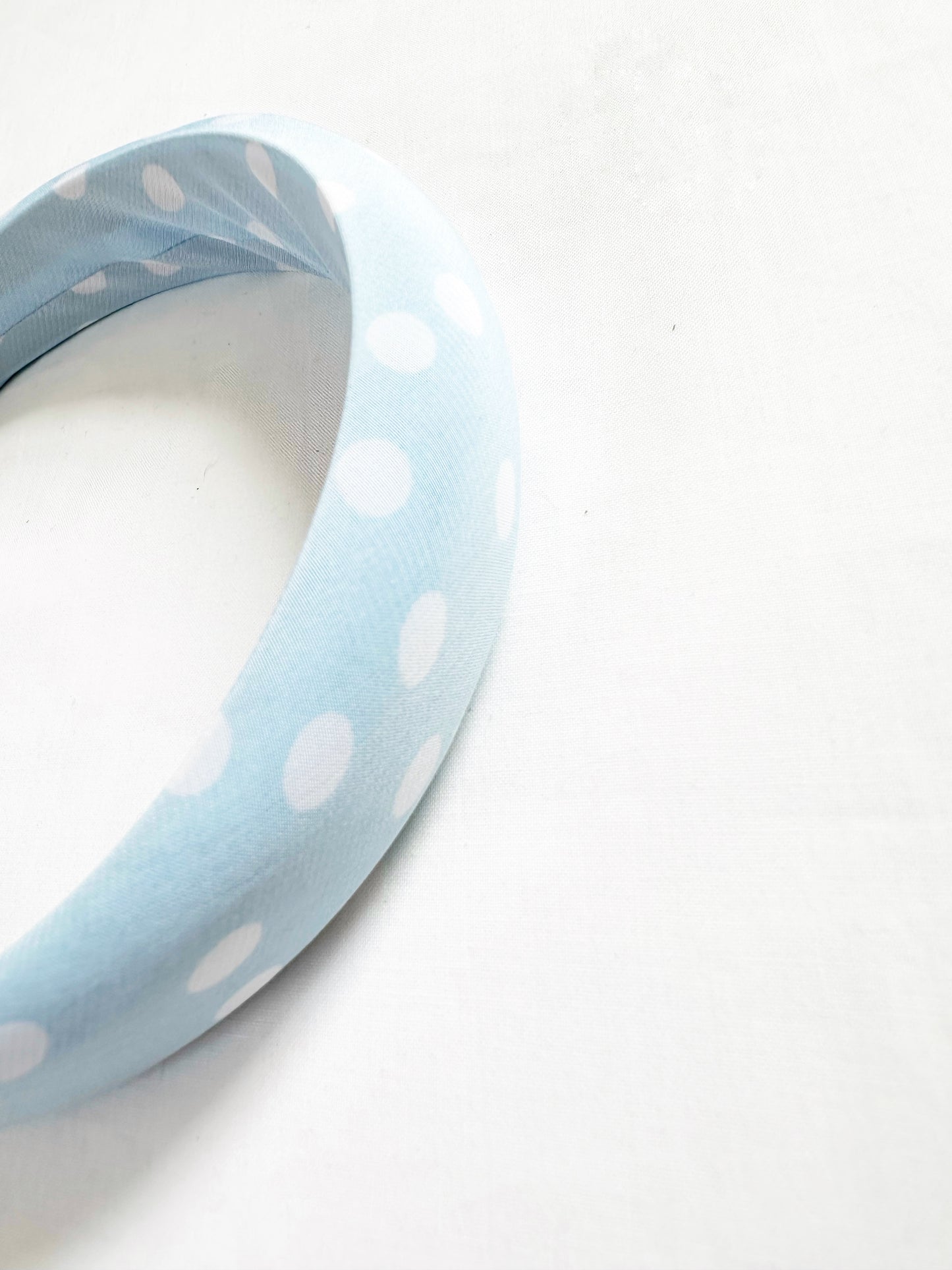 Classic Headband in baby blue polka dot