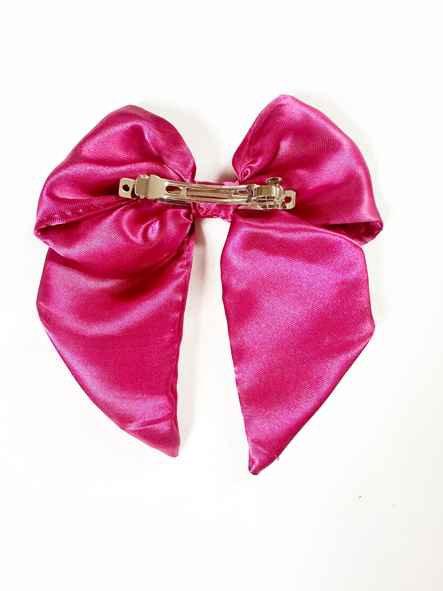 Beau hair bow in deep pink silk