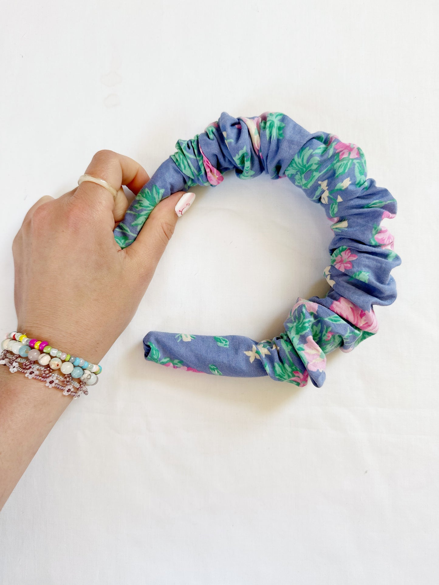 Ruffle Headband in Laura Ashley floral cotton.