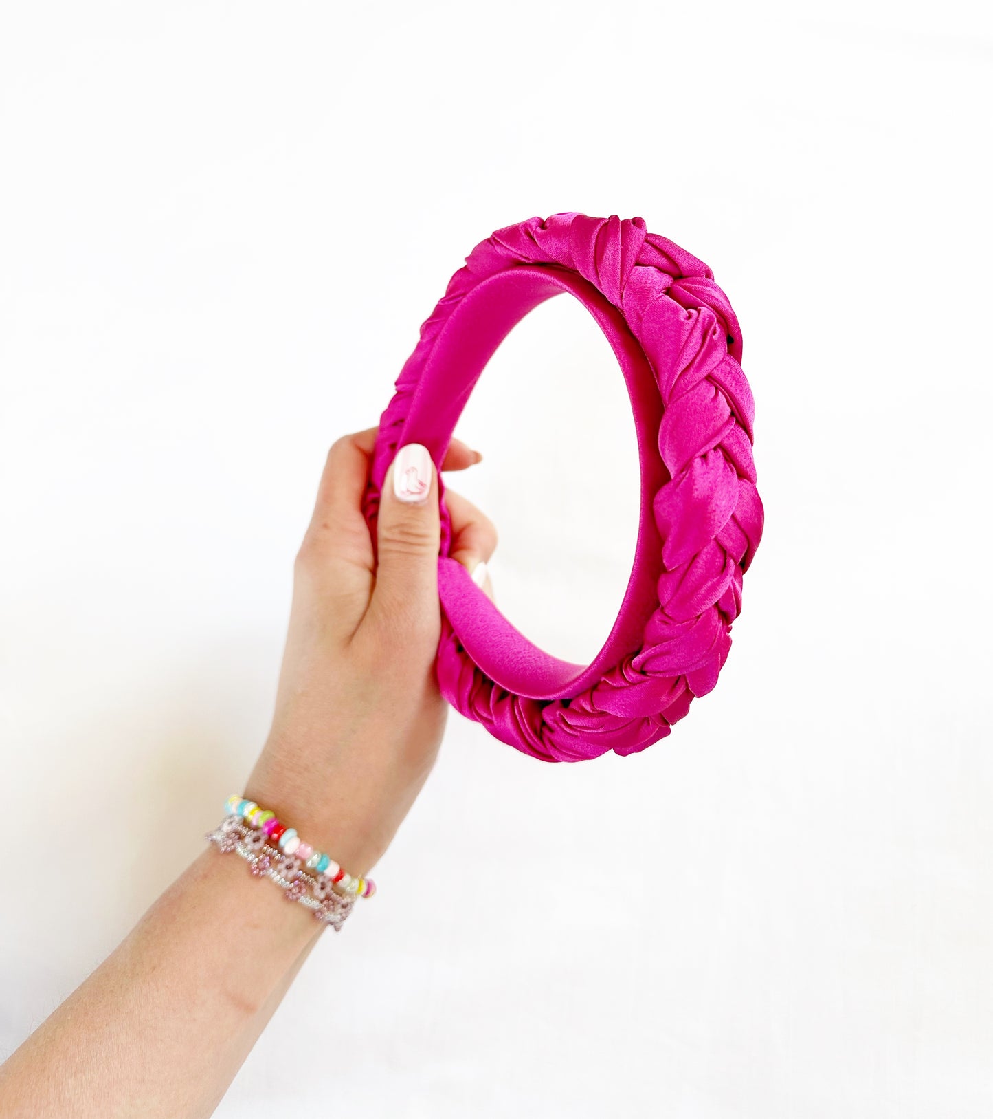 Plaited Headband in hot pink