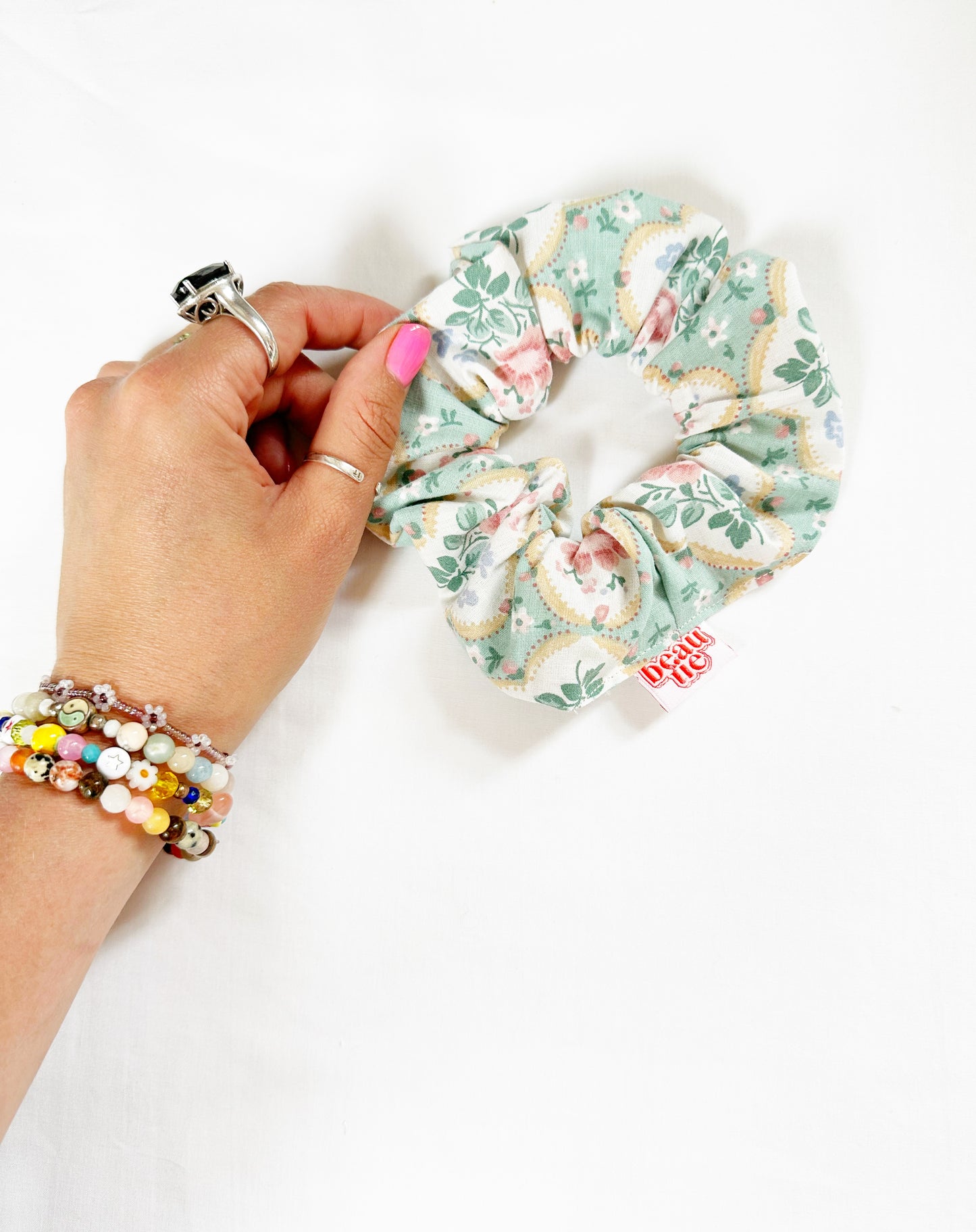 OG scrunchie in vintage floral cotton