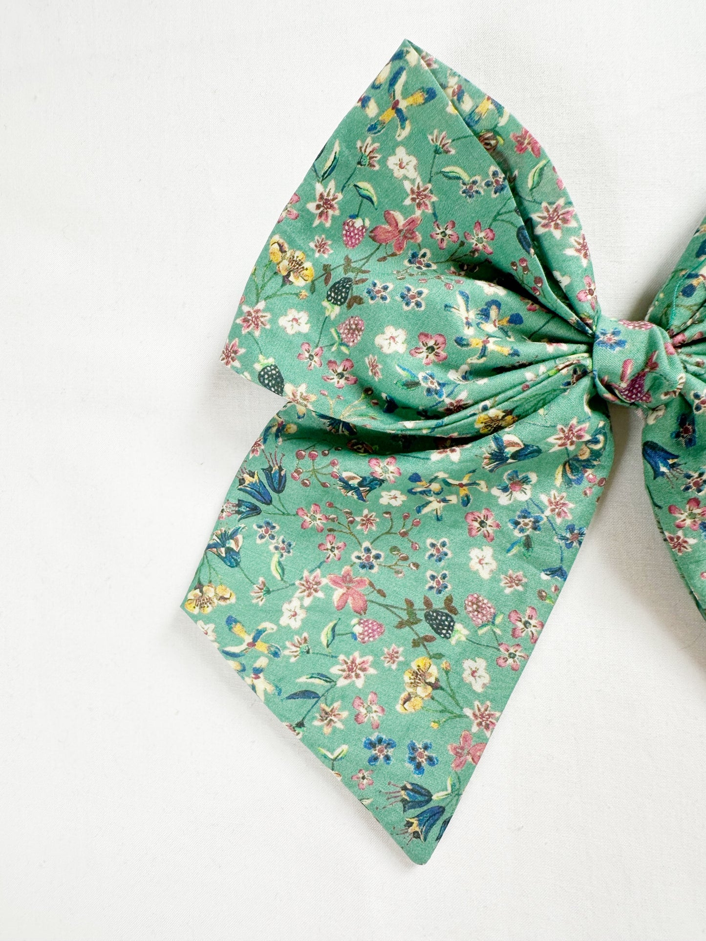 Liberty Beau hair bow in turquoise floral