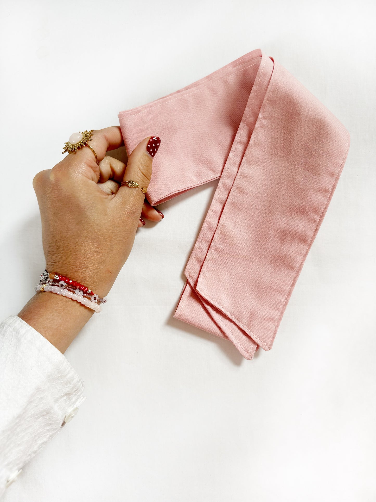 VersaTie hair & neck tie in baby pink cotton