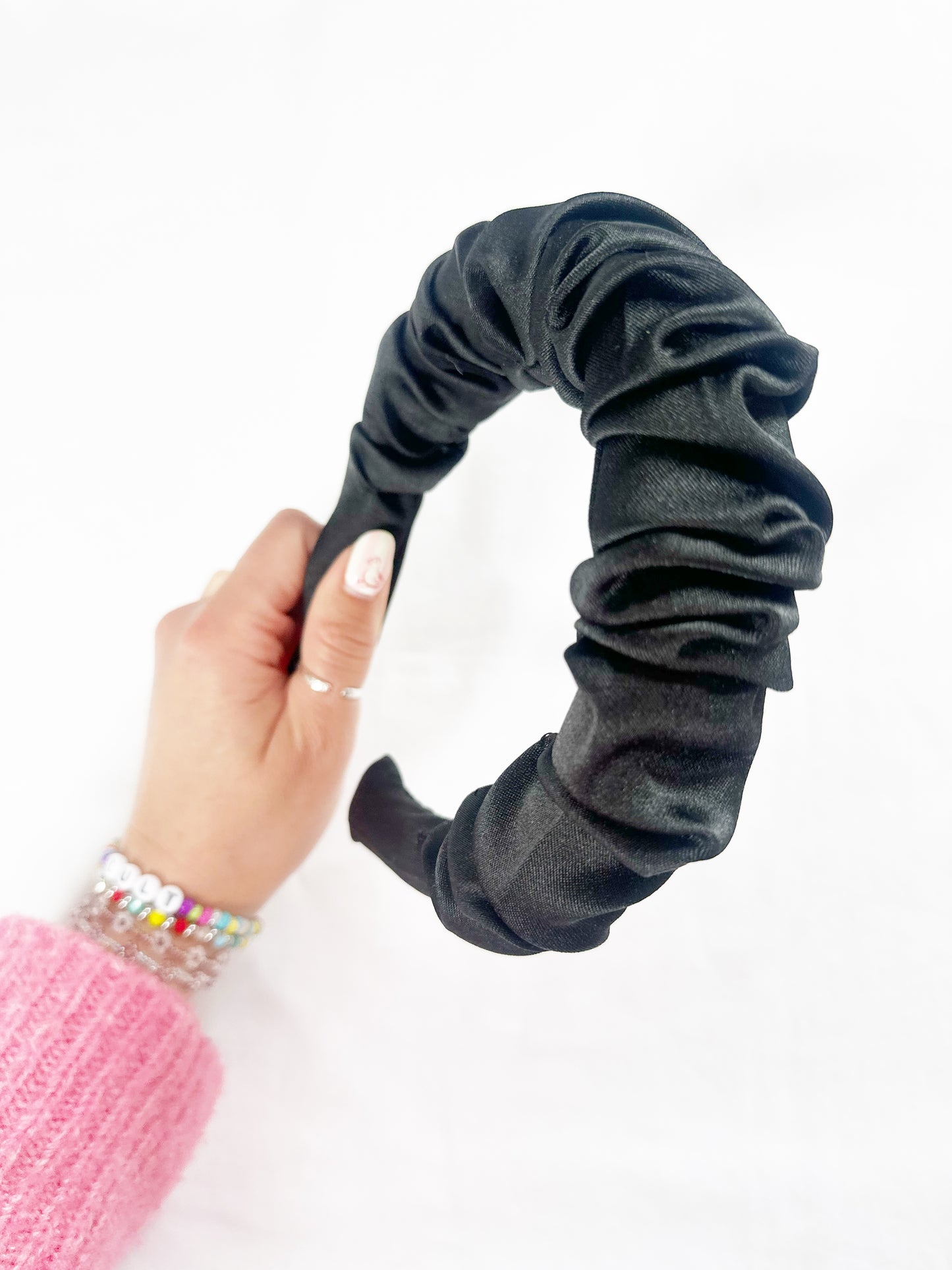Ruffled Headband in Black