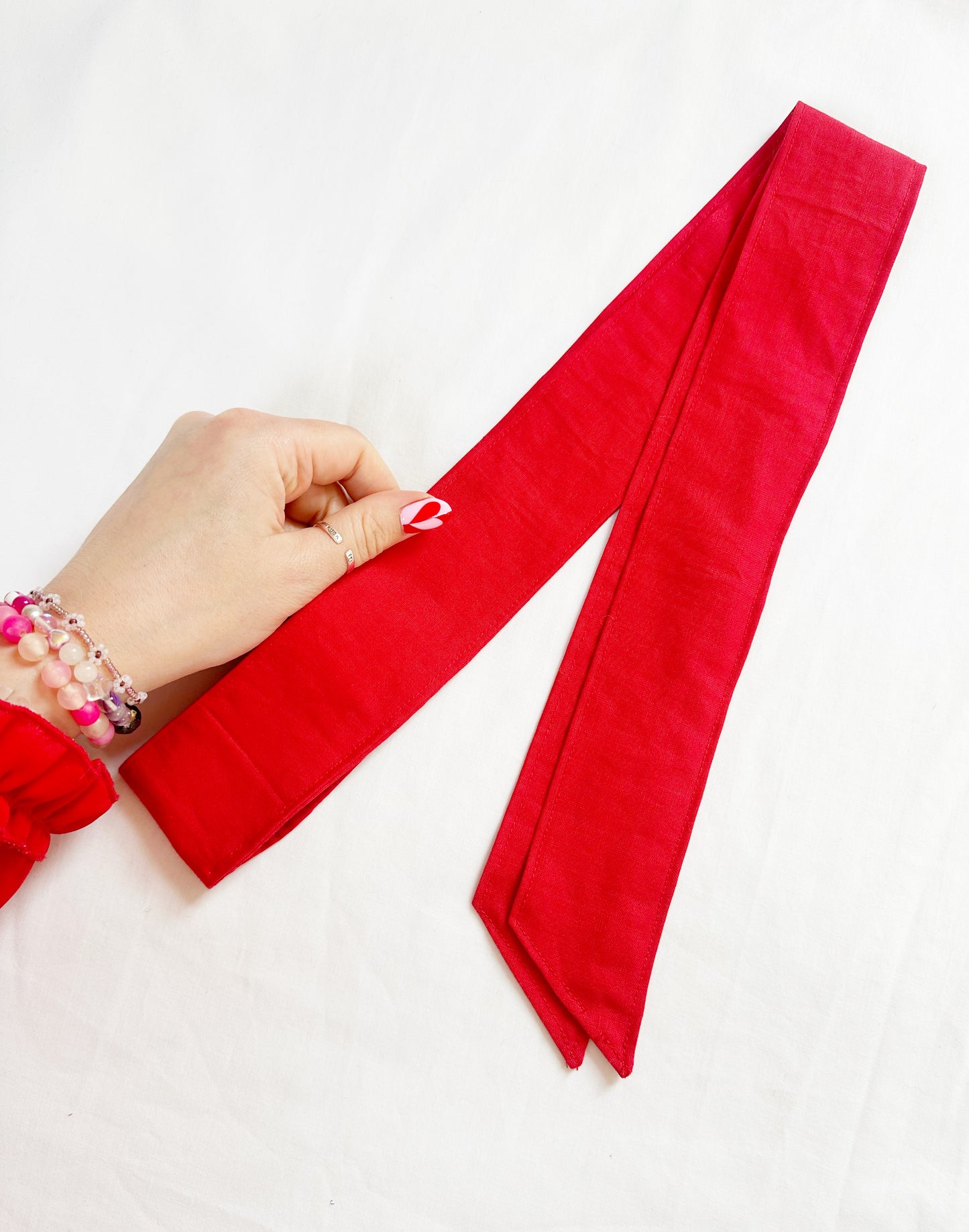 VersaTie hair & neck tie in red cotton