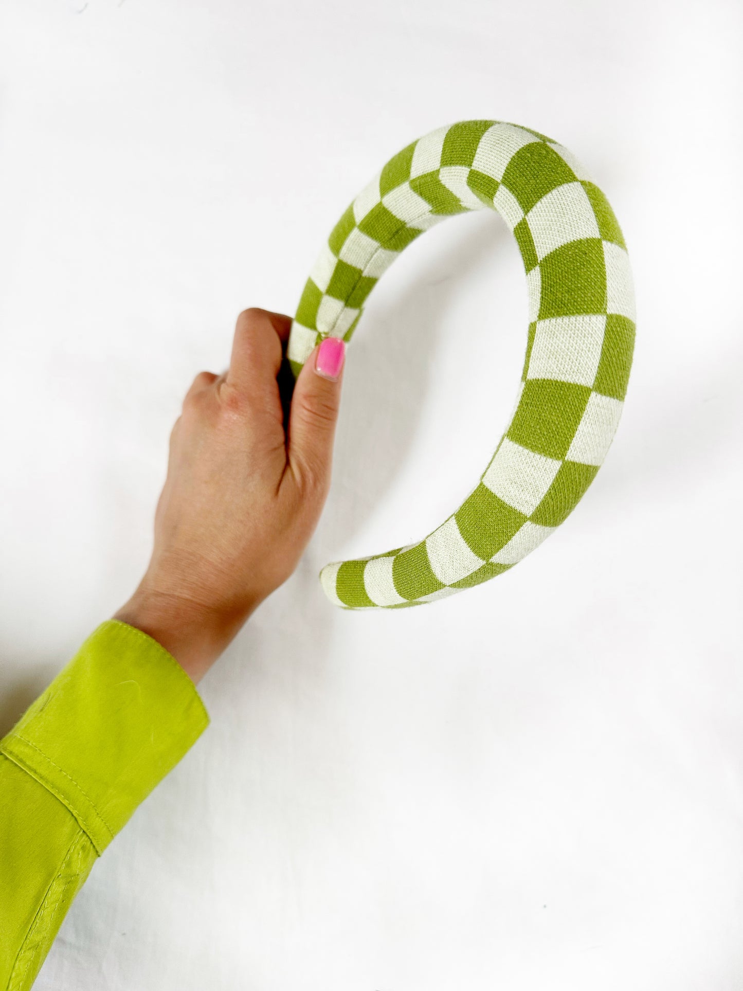 Padded Headband in Green Check