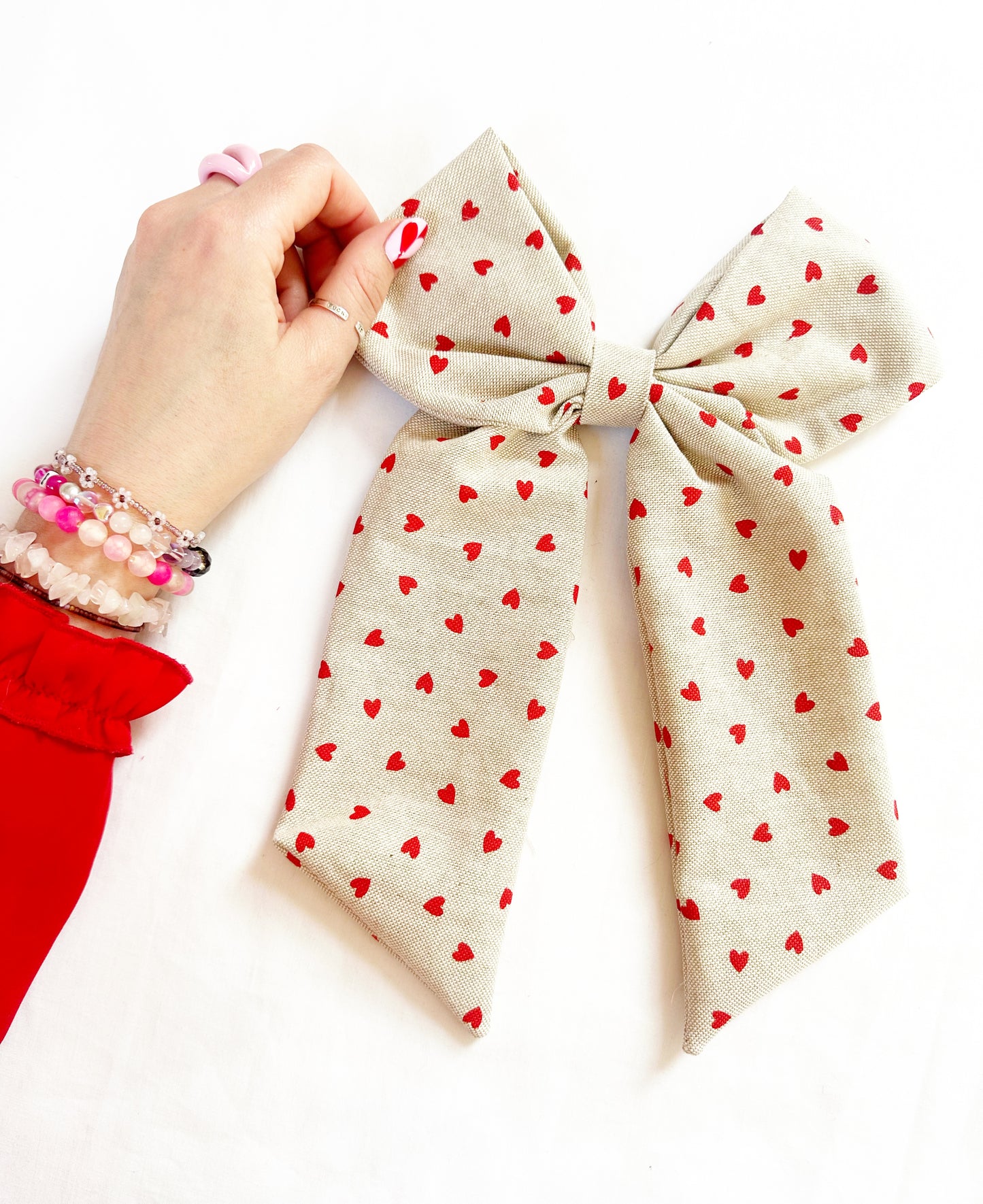 POWER Hair Bow in heart print