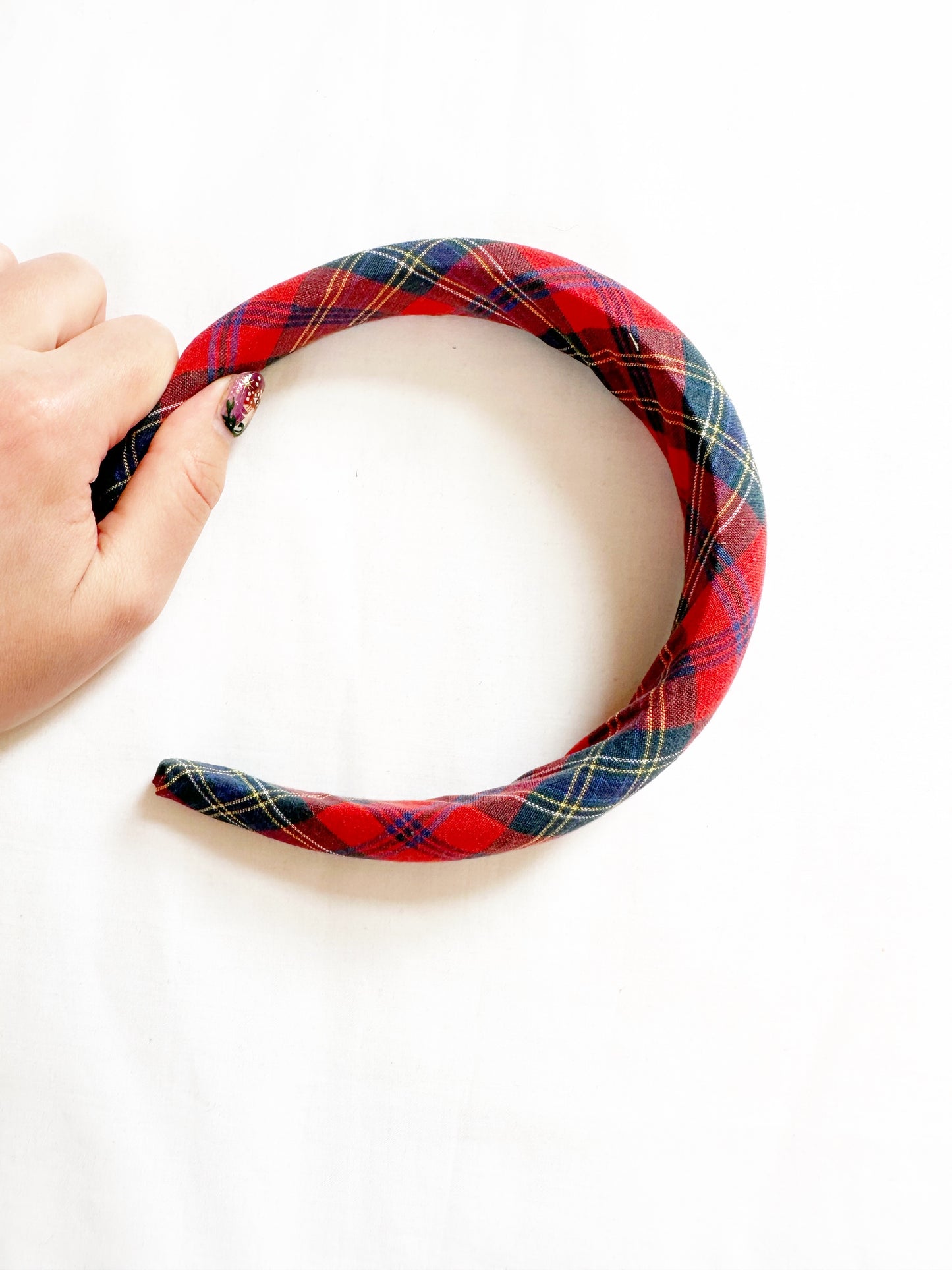 Classic Headband in red and green tartan