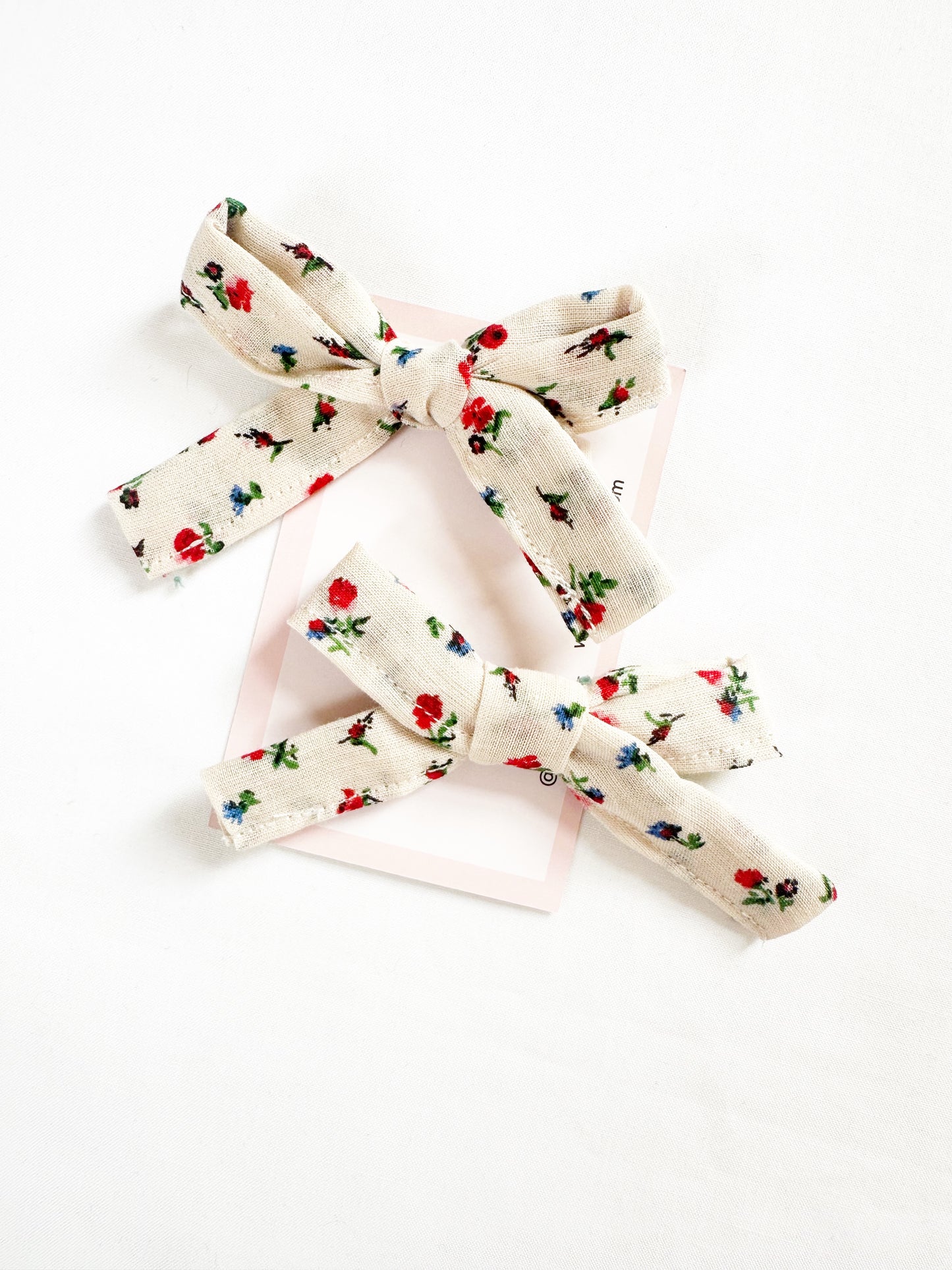 Bonnie mini hair bows in red & blue floral
