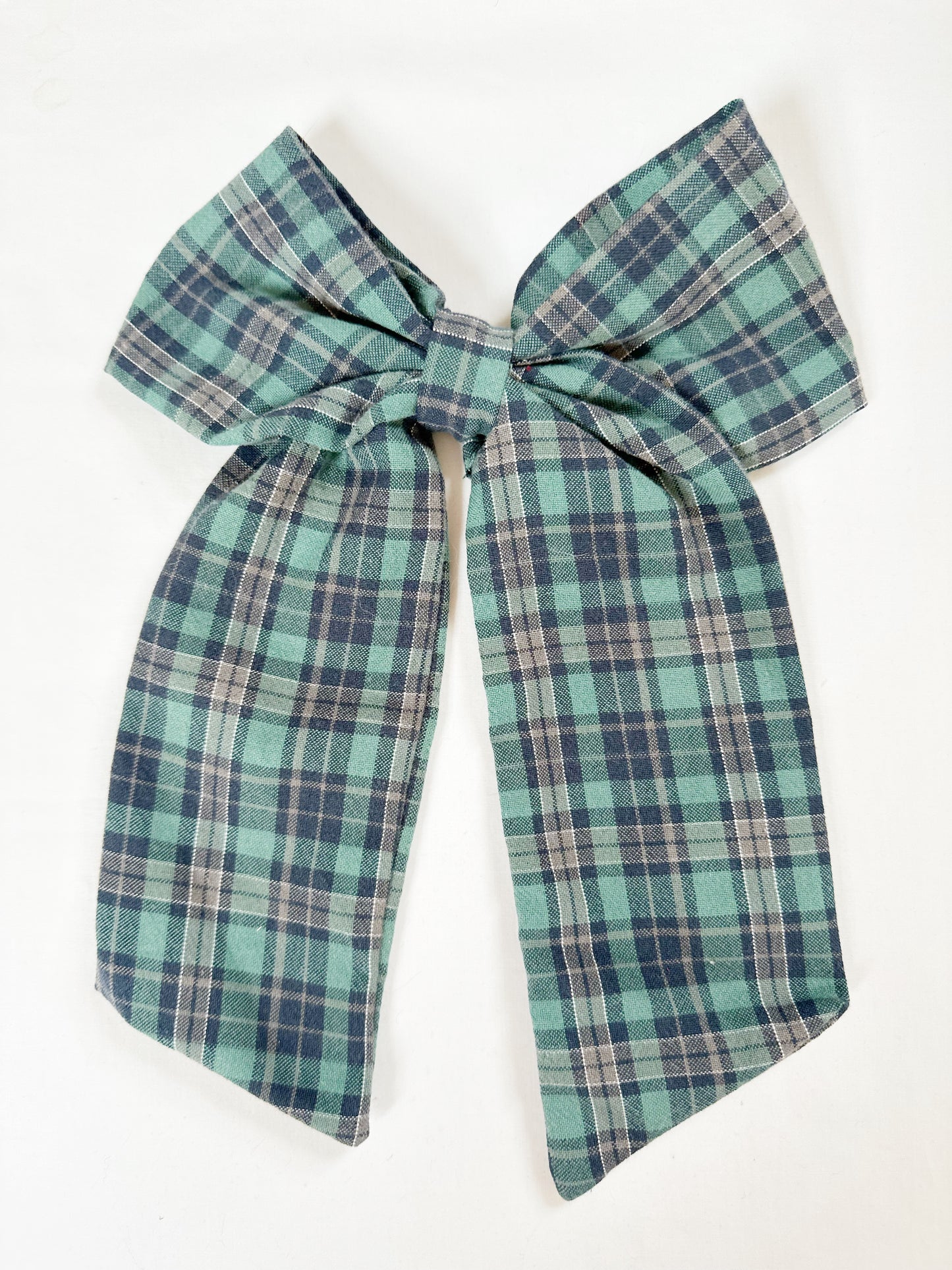 POWER Hair Bow in green tartan
