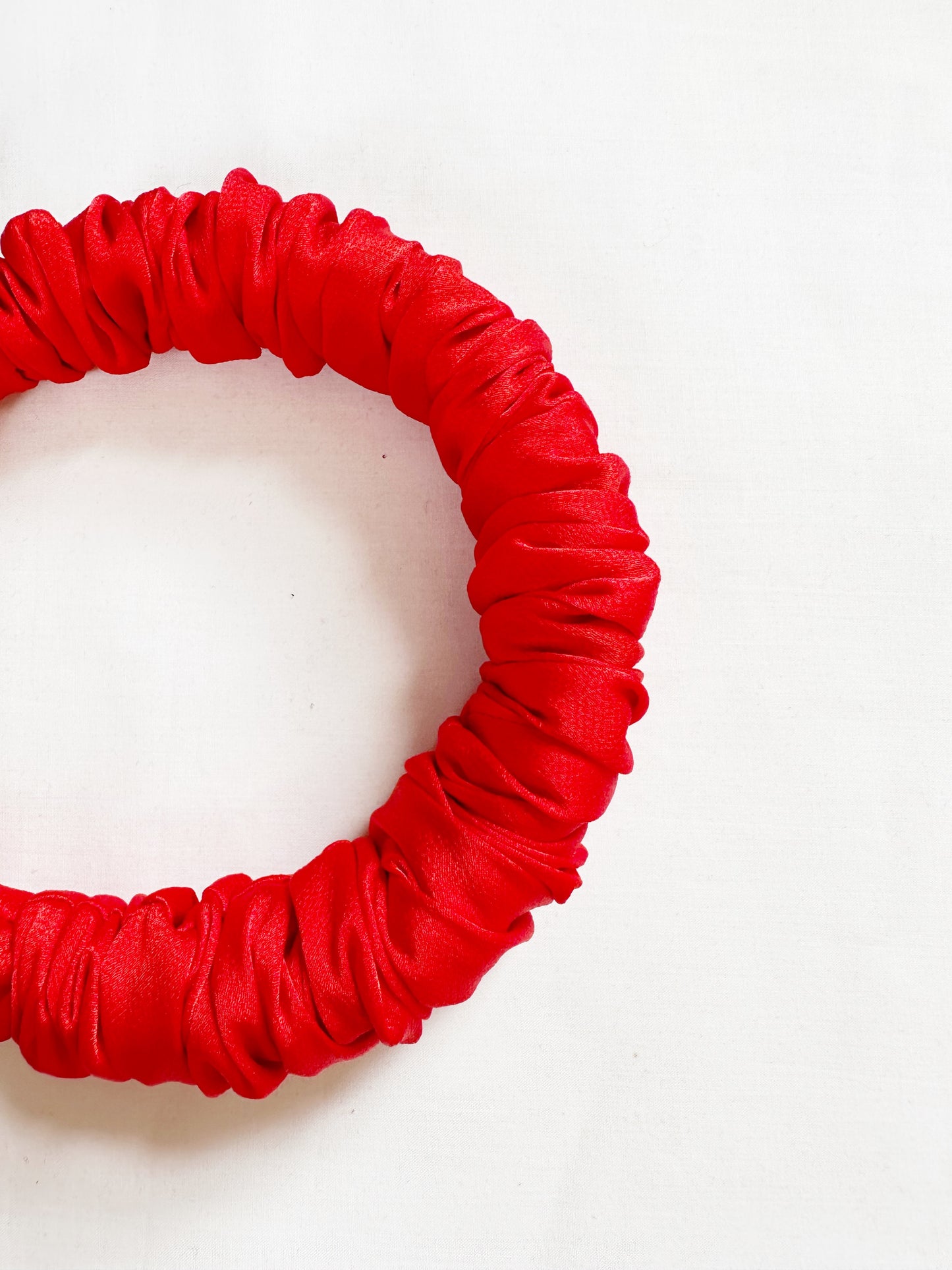Ruffle Headband in red silk