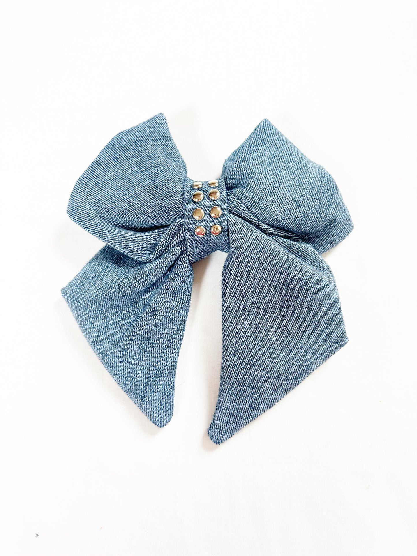 Hair Bow in studded denim