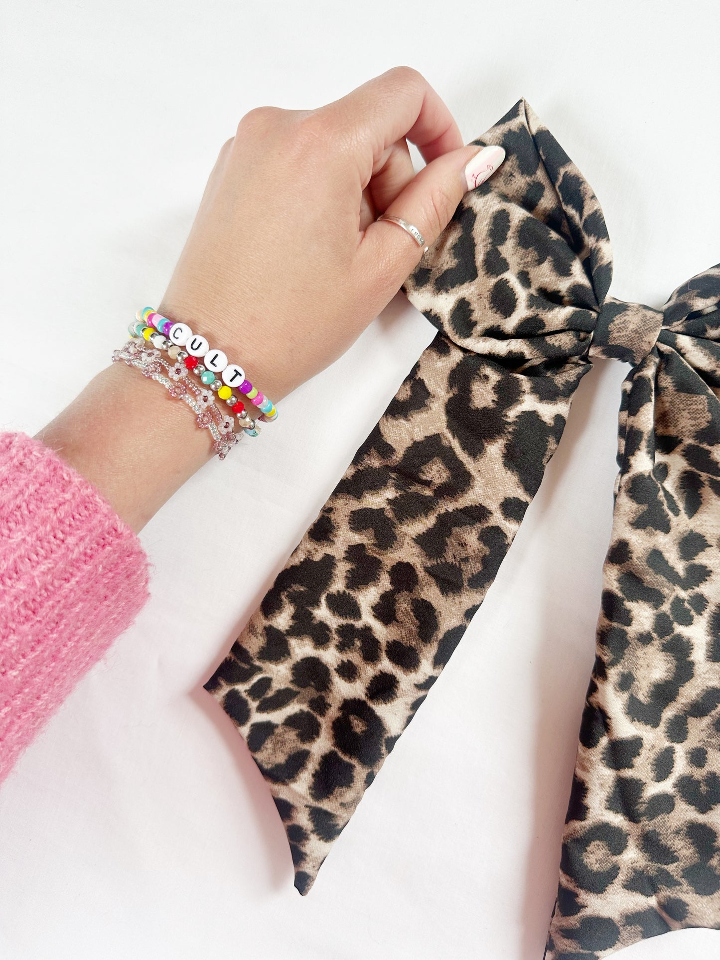Power Hair Bow in leopard print
