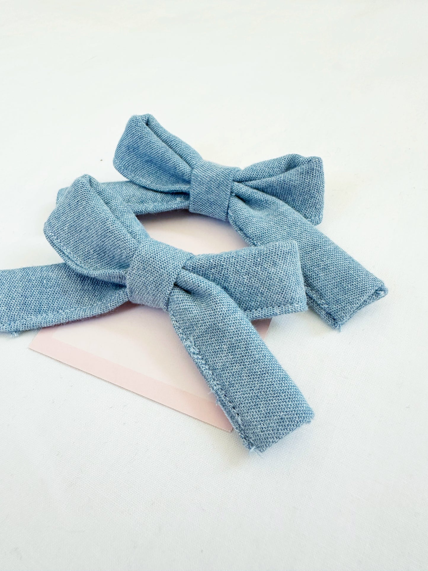 Bonnie mini hair bows in blue denim