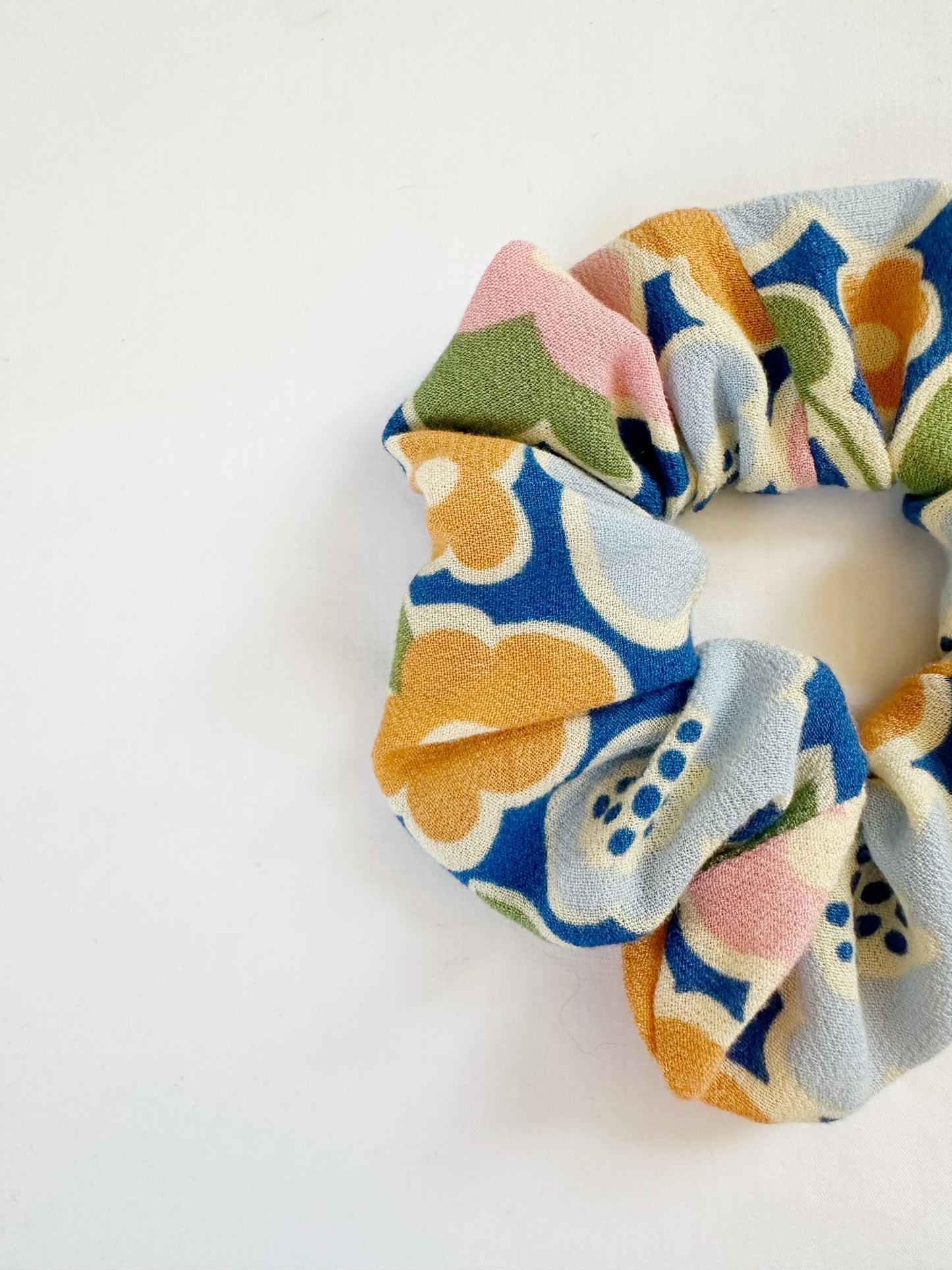 OG scrunchie in blue orange floral