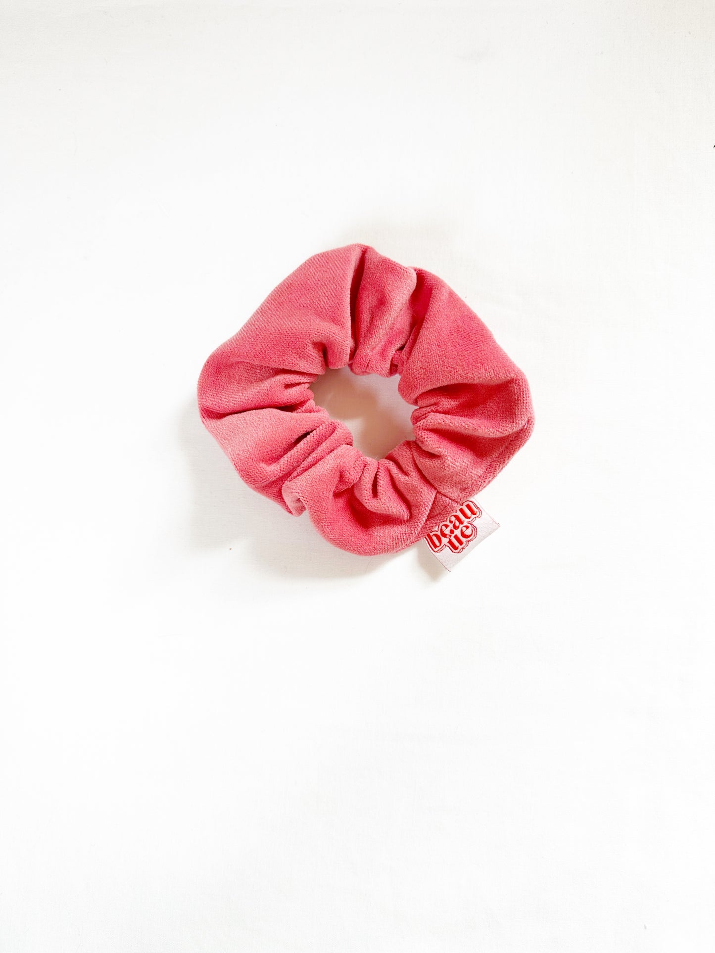 Mini Scrunchie in watermelon pink velvet