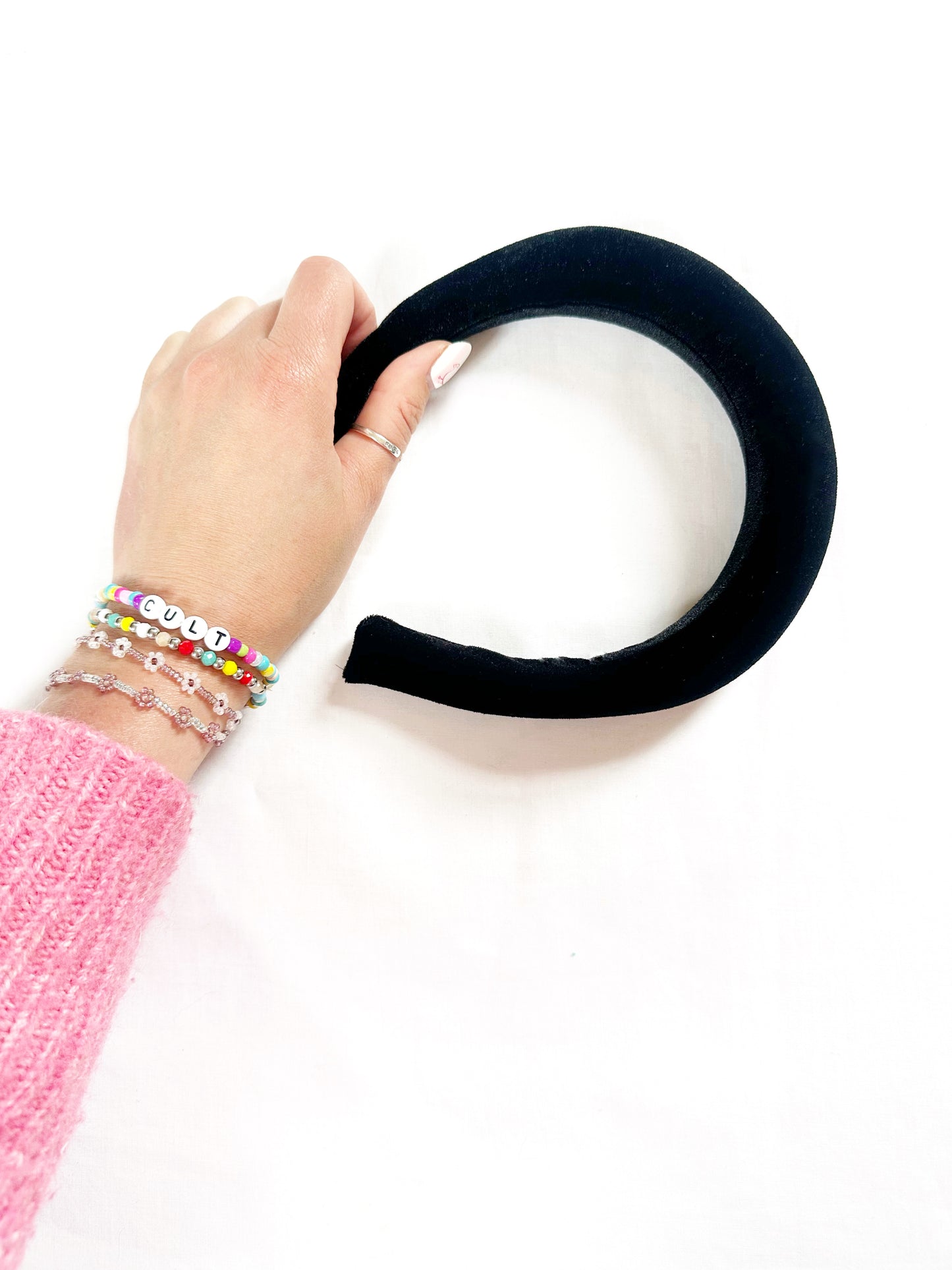 Padded Headband in Black Velvet