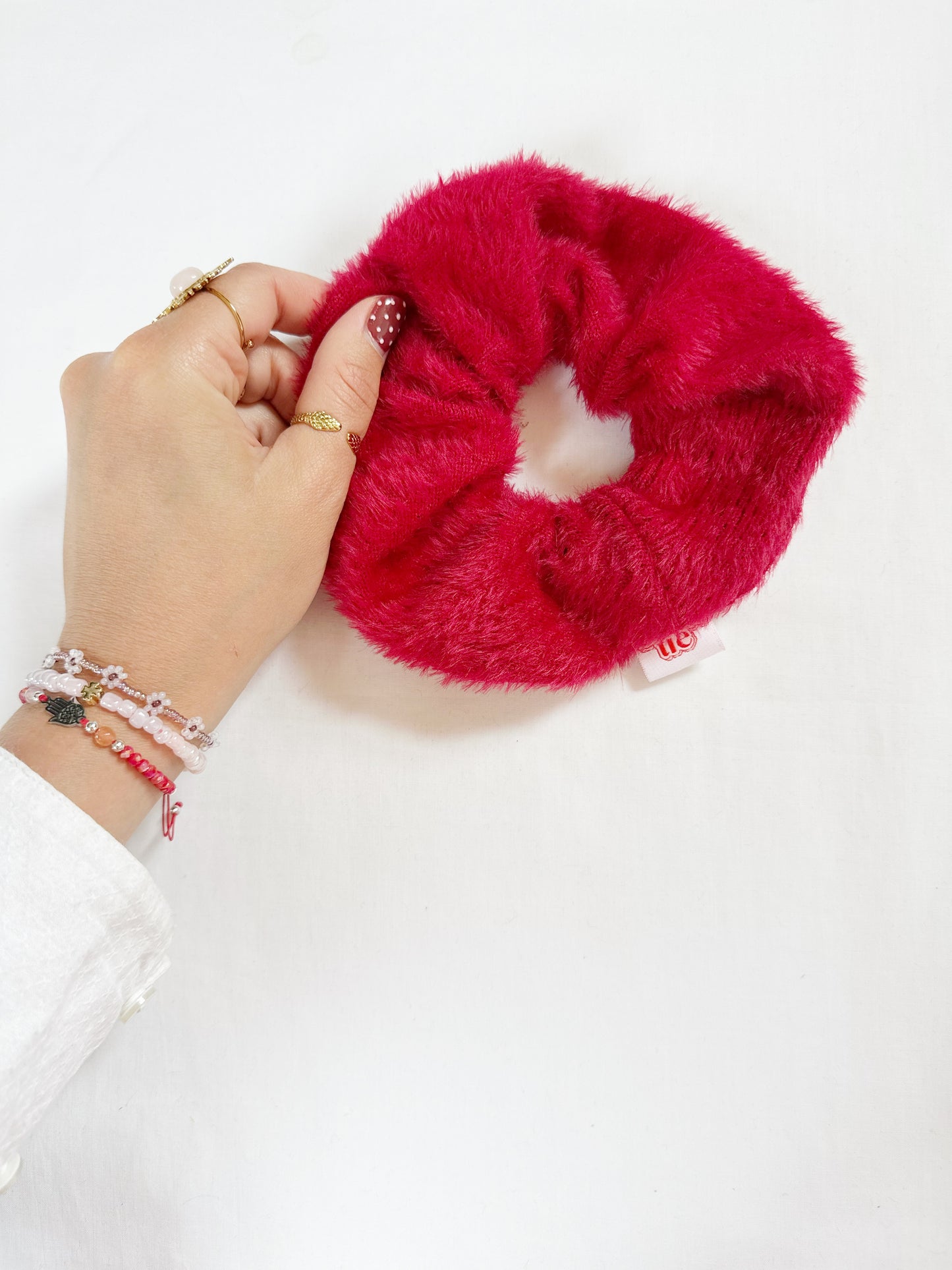 OG scrunchie in red fluffy
