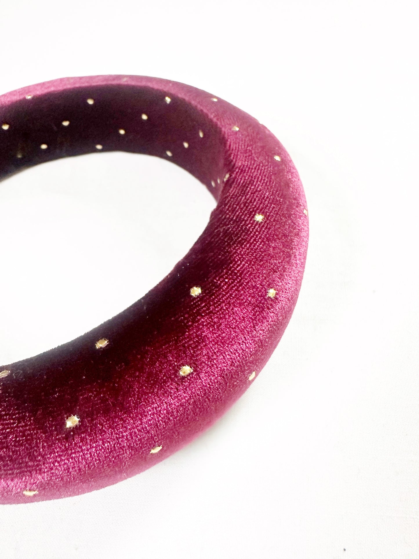Padded Headband in burgundy gold stud velvet