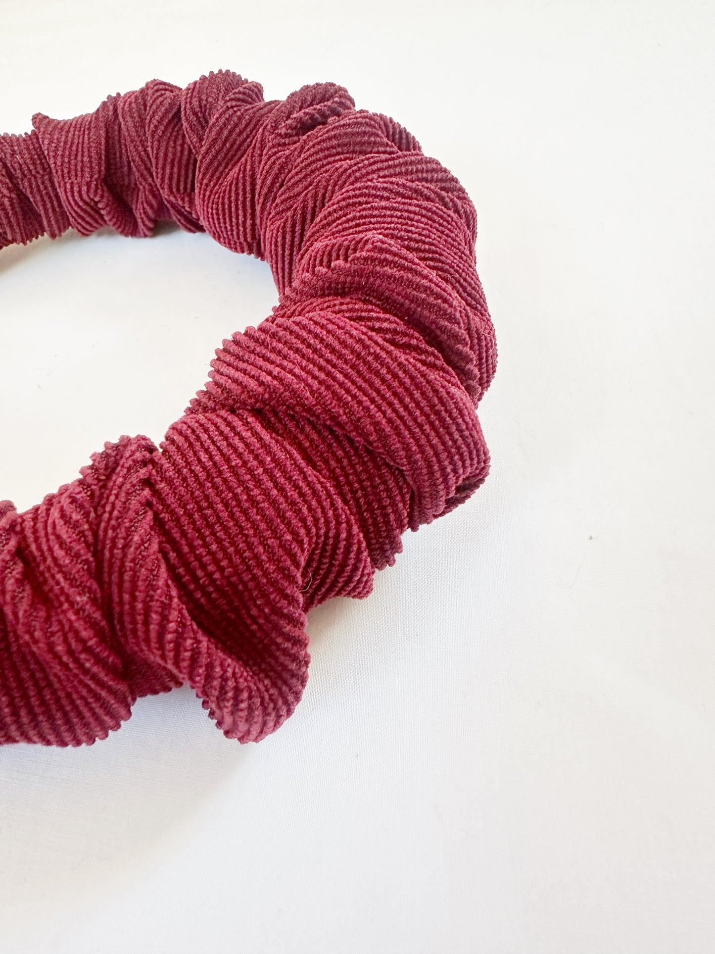 Ruffle Headband in burgundy cord