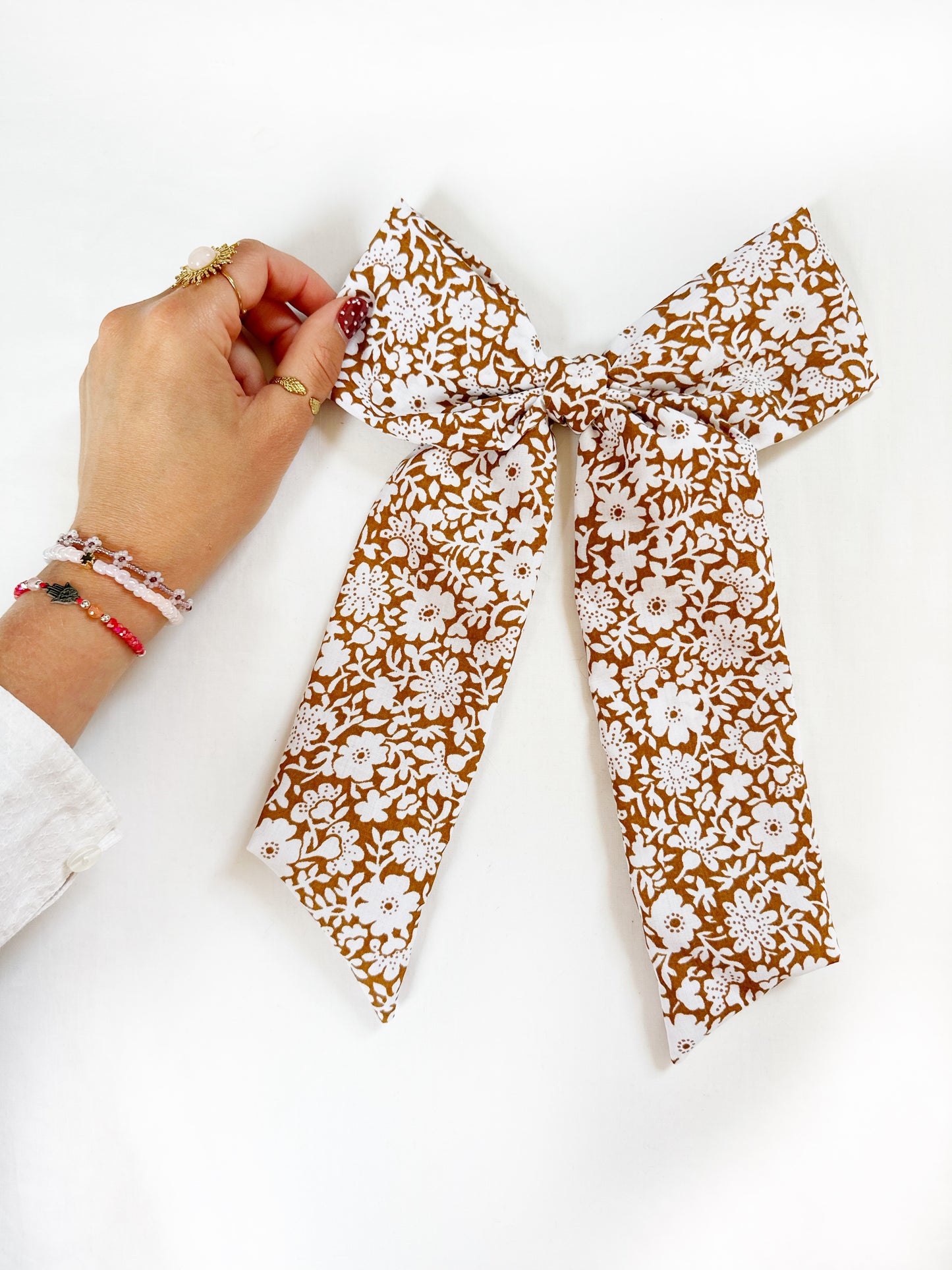 POWER Hair Bow in brown floral