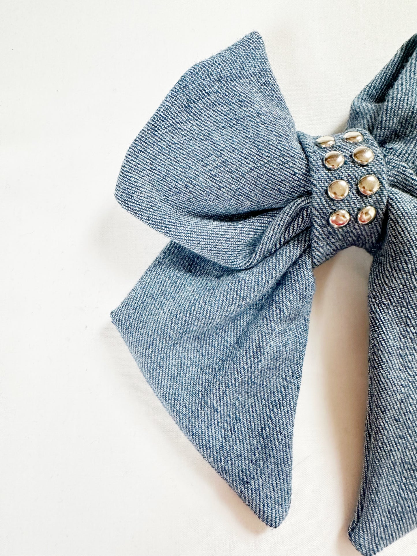 Hair Bow in studded denim