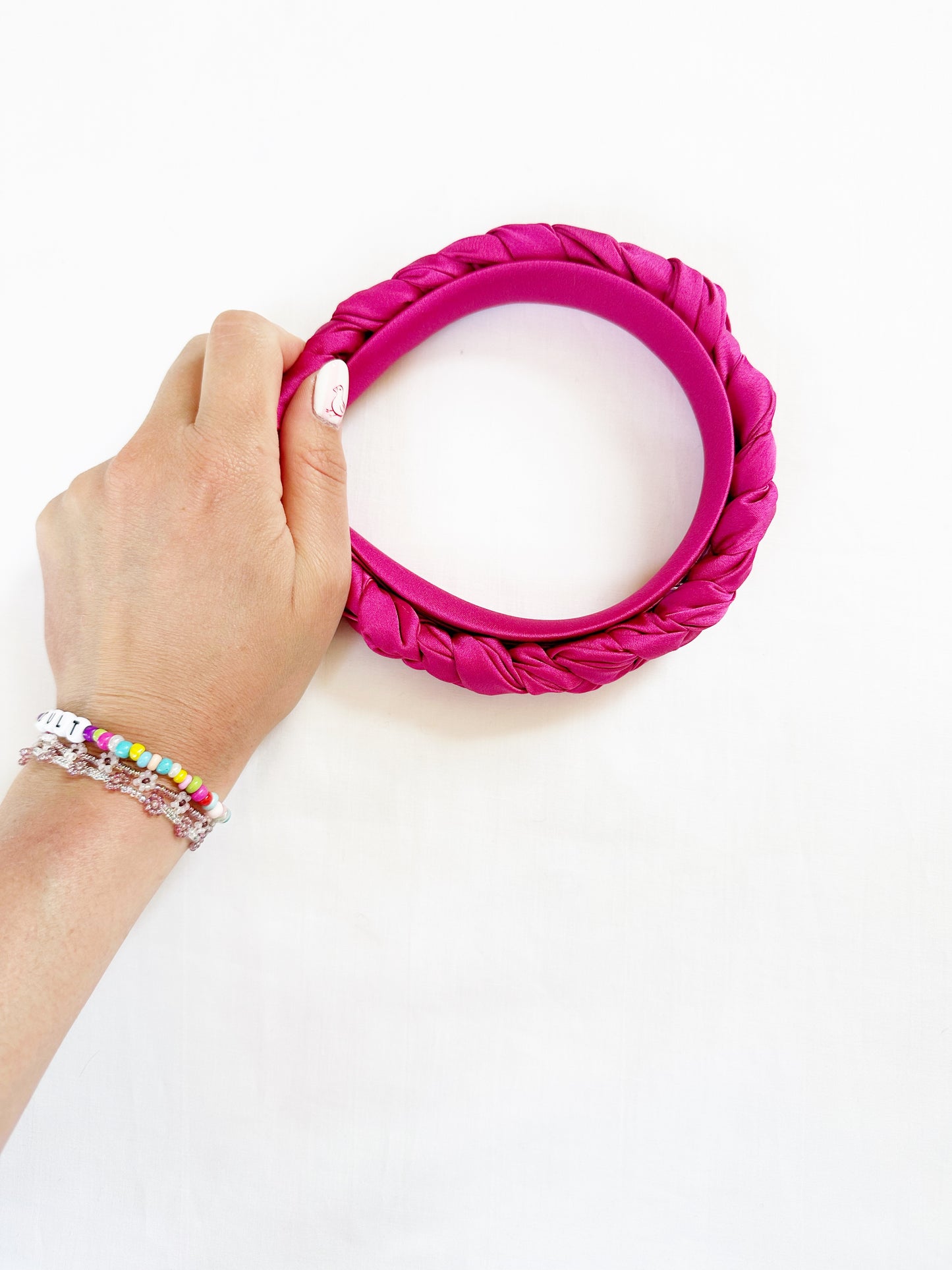 Plaited Headband in hot pink
