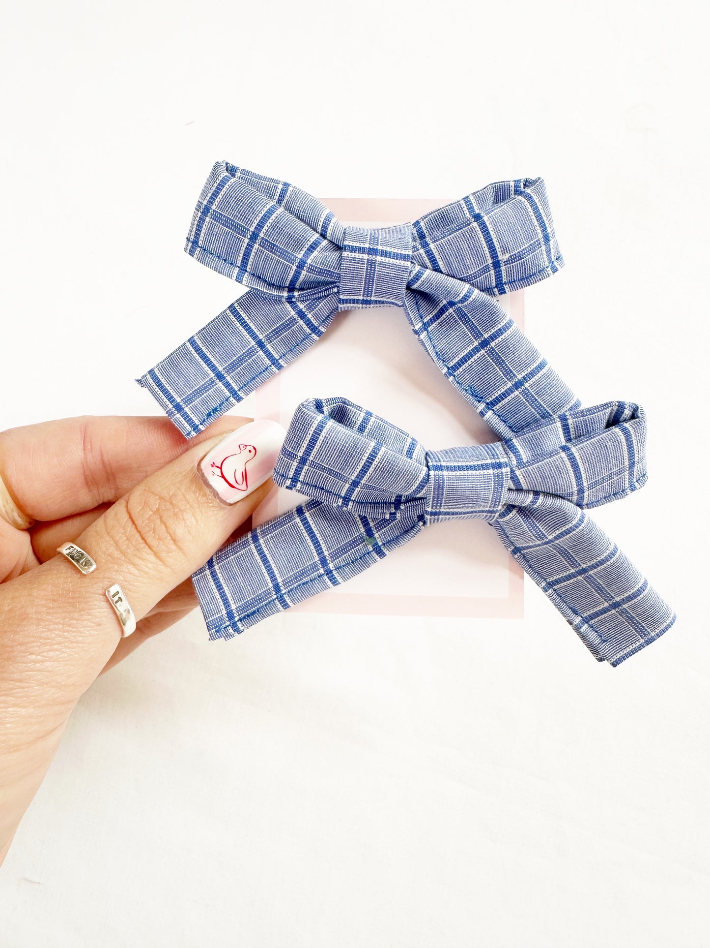 Bonnie mini hair bows in blue check