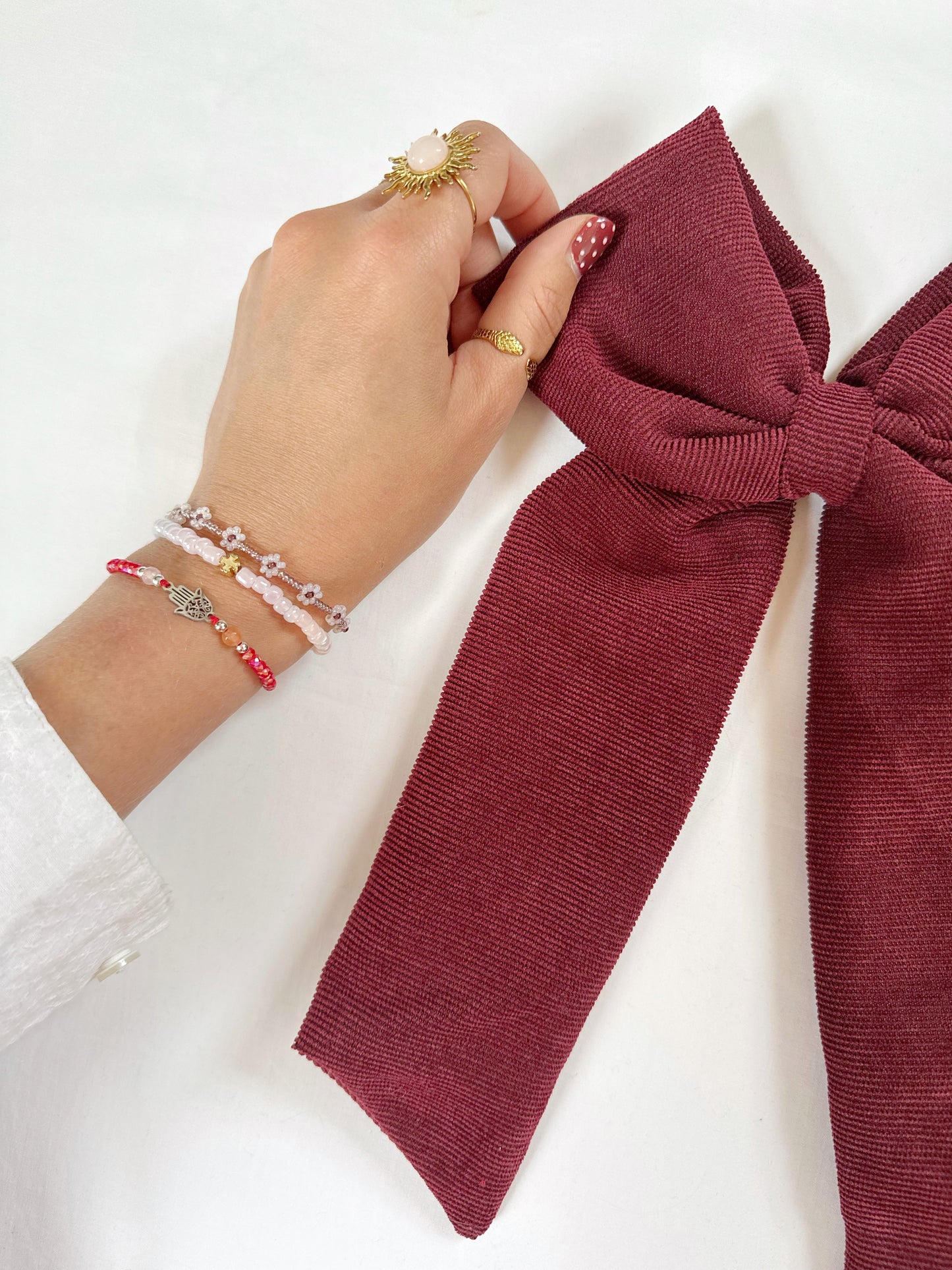 POWER Hair Bow in burgundy cord