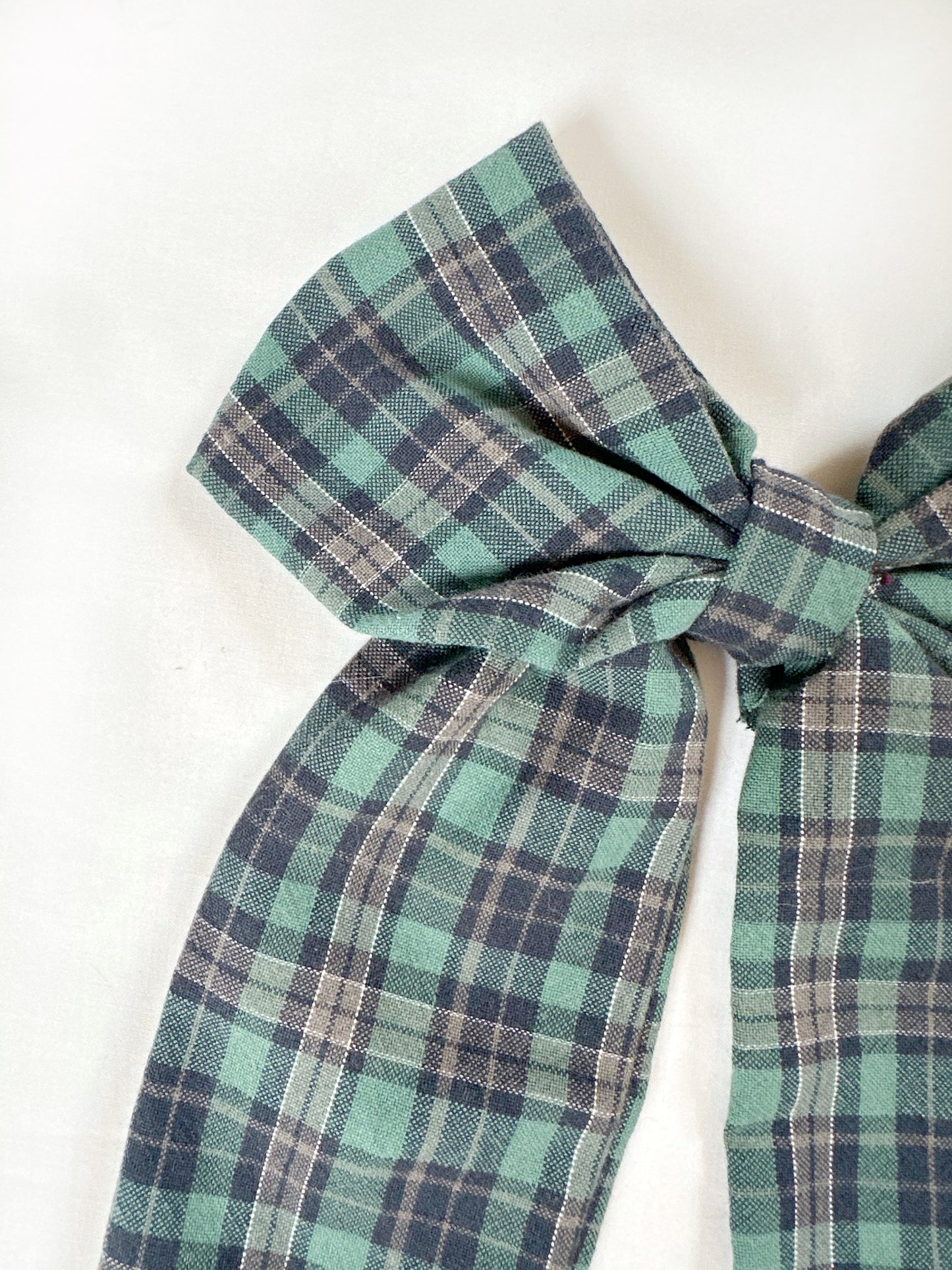 POWER Hair Bow in green tartan