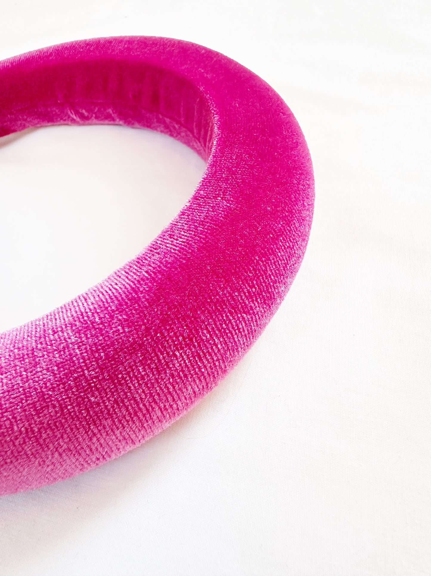 Padded Headband in hot pink velour velvet