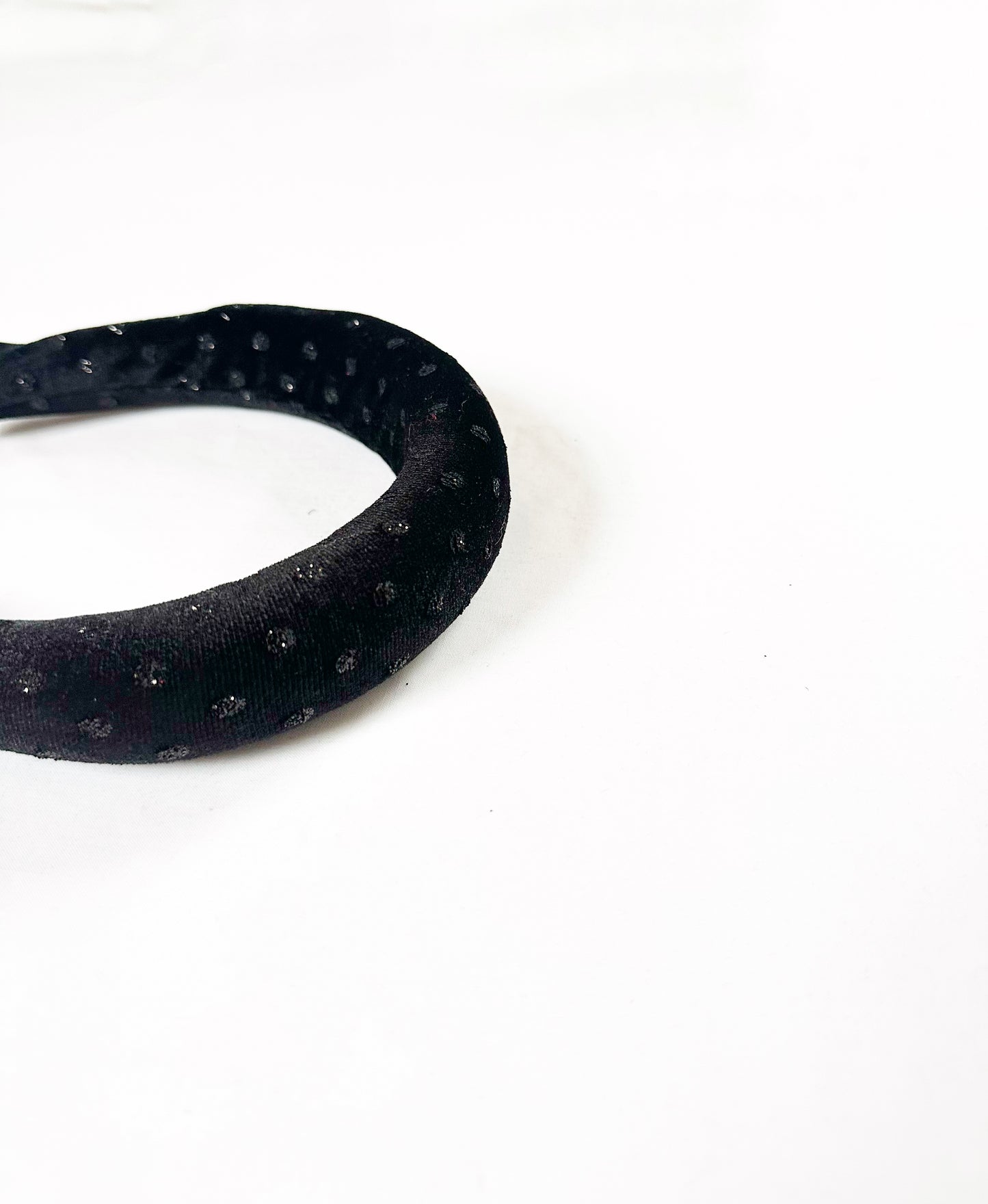 Padded Headband in black velvet sparkle