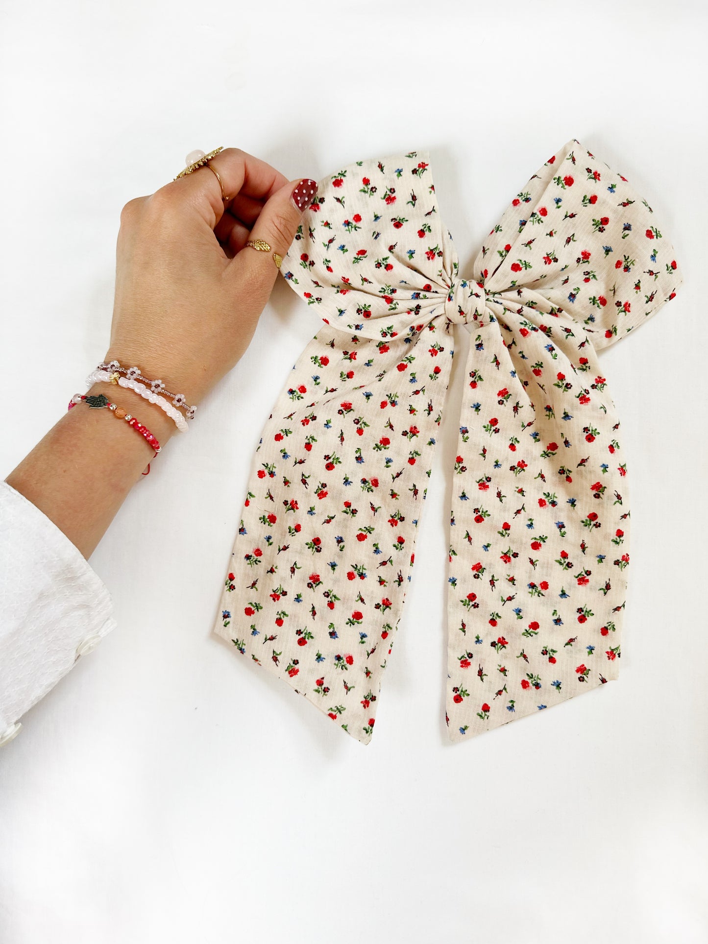 POWER Hair Bow in rose print