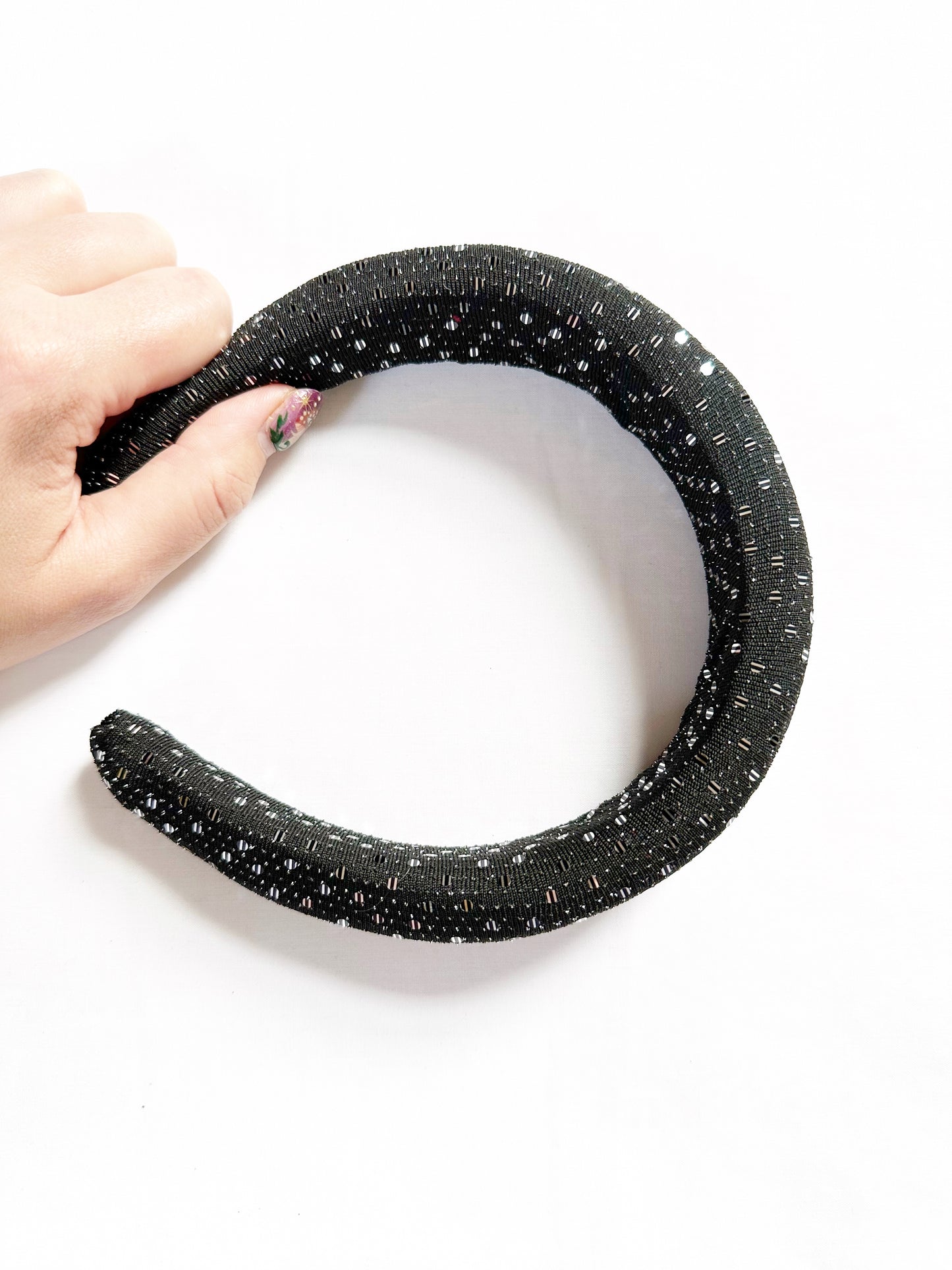 Classic Headband in black and silver sparkle