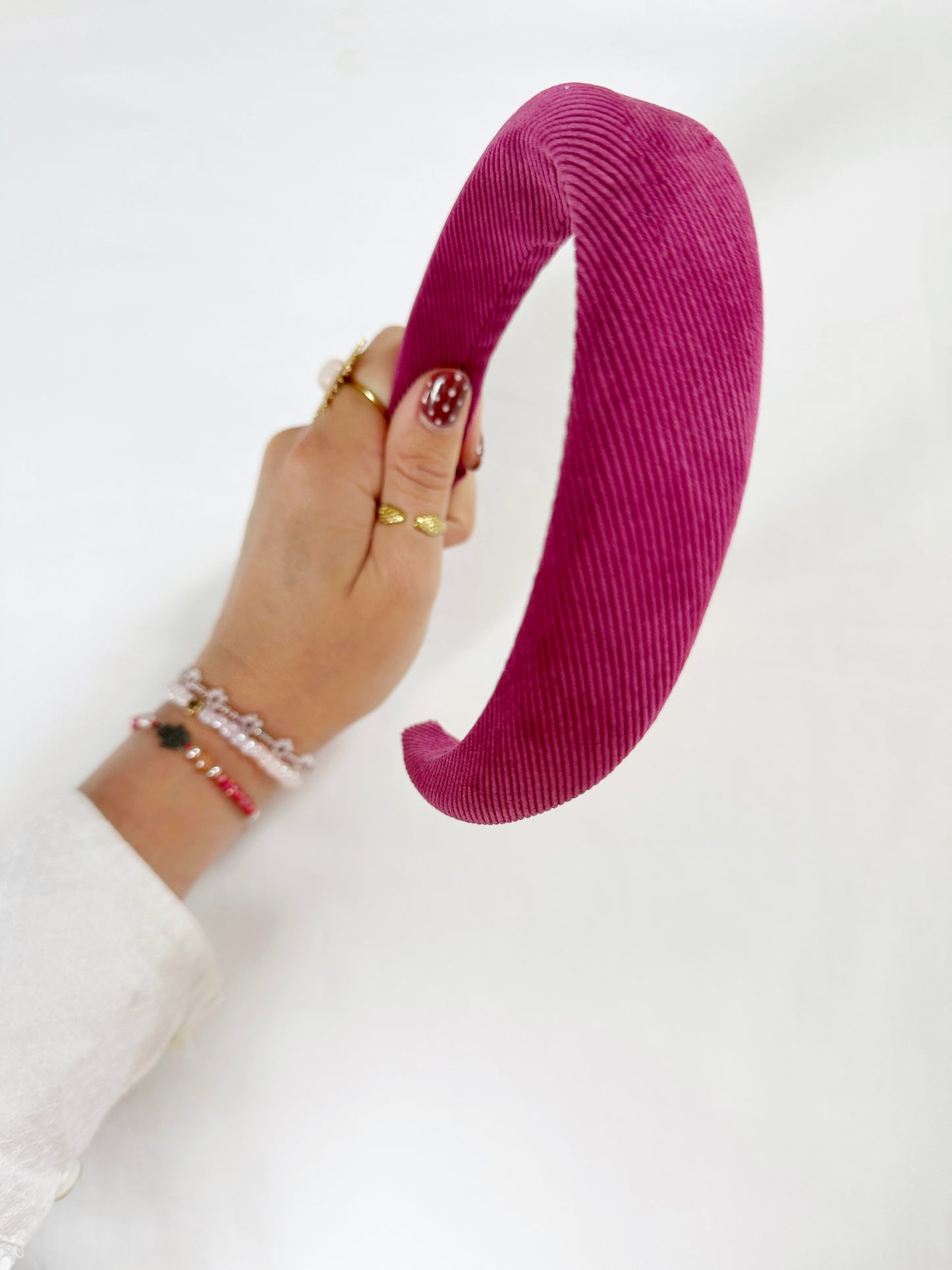 Classic Headband in magenta corduroy