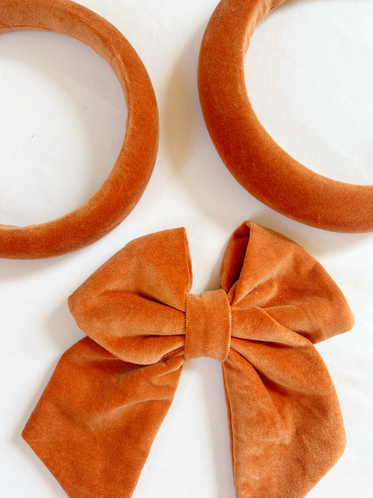 Hair Bow in peach velvet