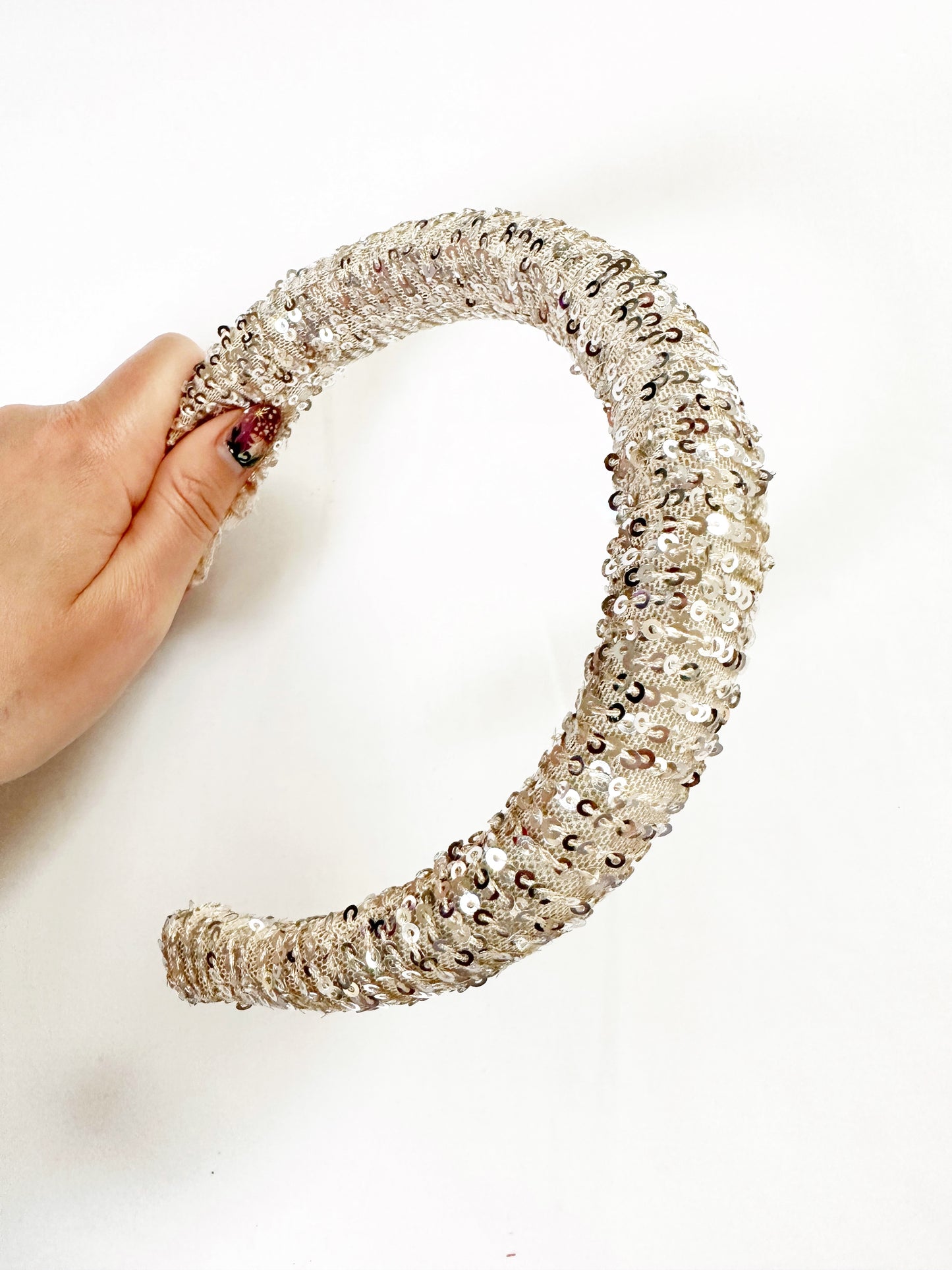 Classic Headband in silver sequins