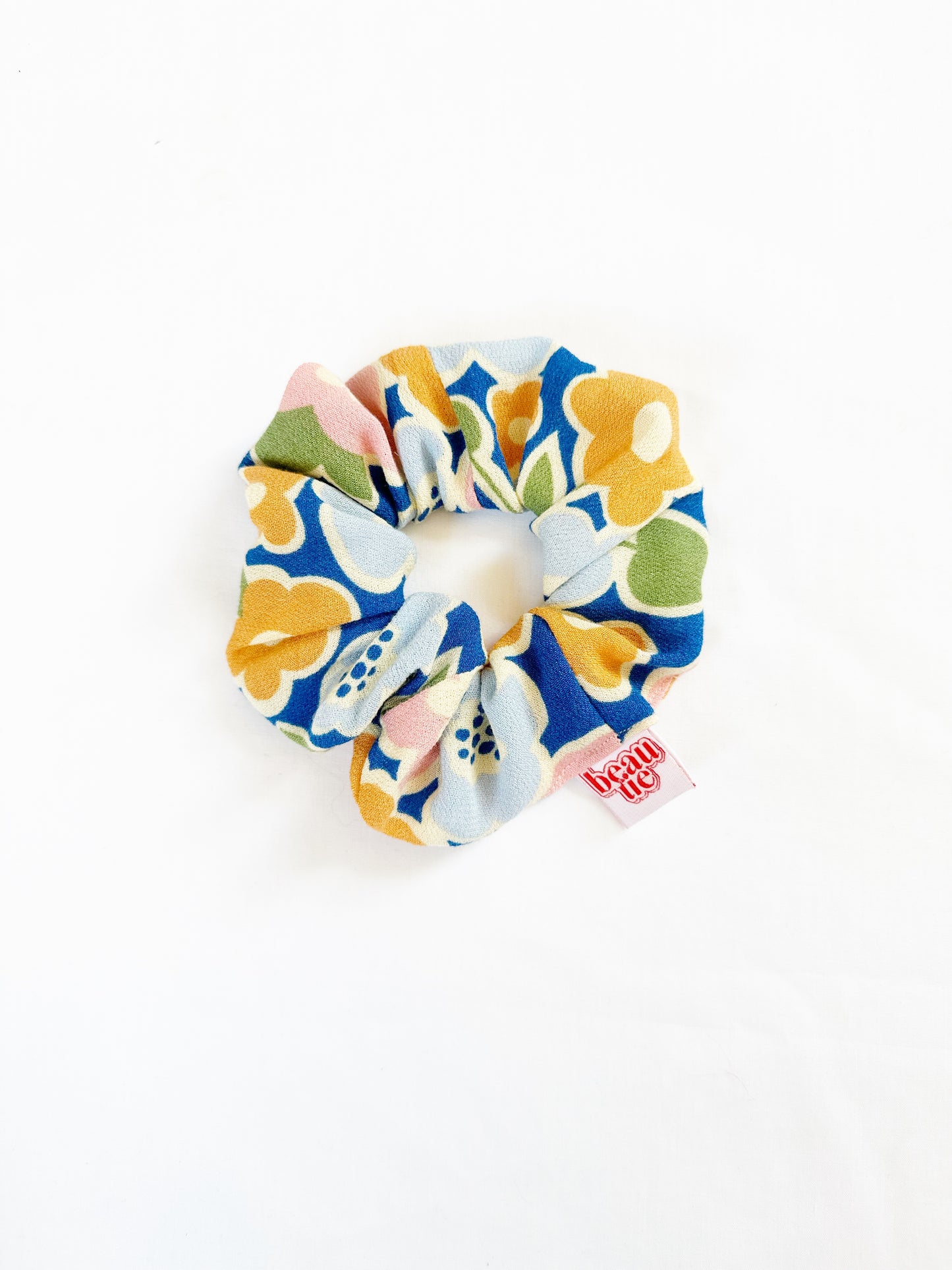 OG scrunchie in blue orange floral
